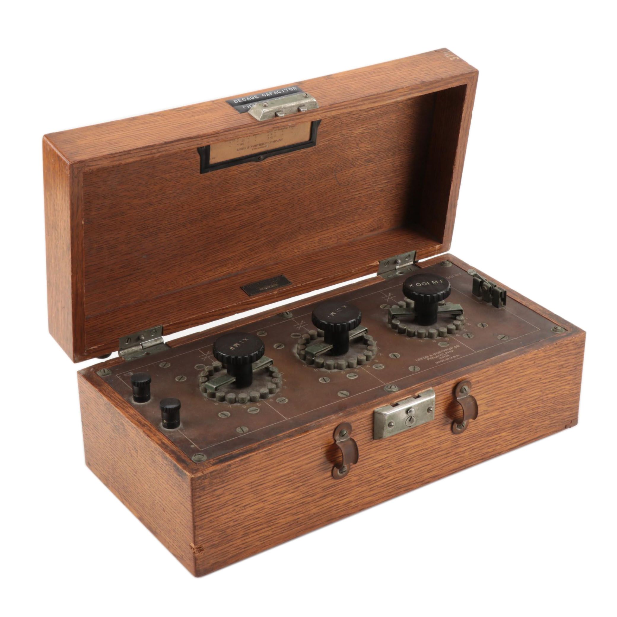 Leeds & Northrup Company, Philadelphia, Decade Capacitor In Oak Case, Vintage