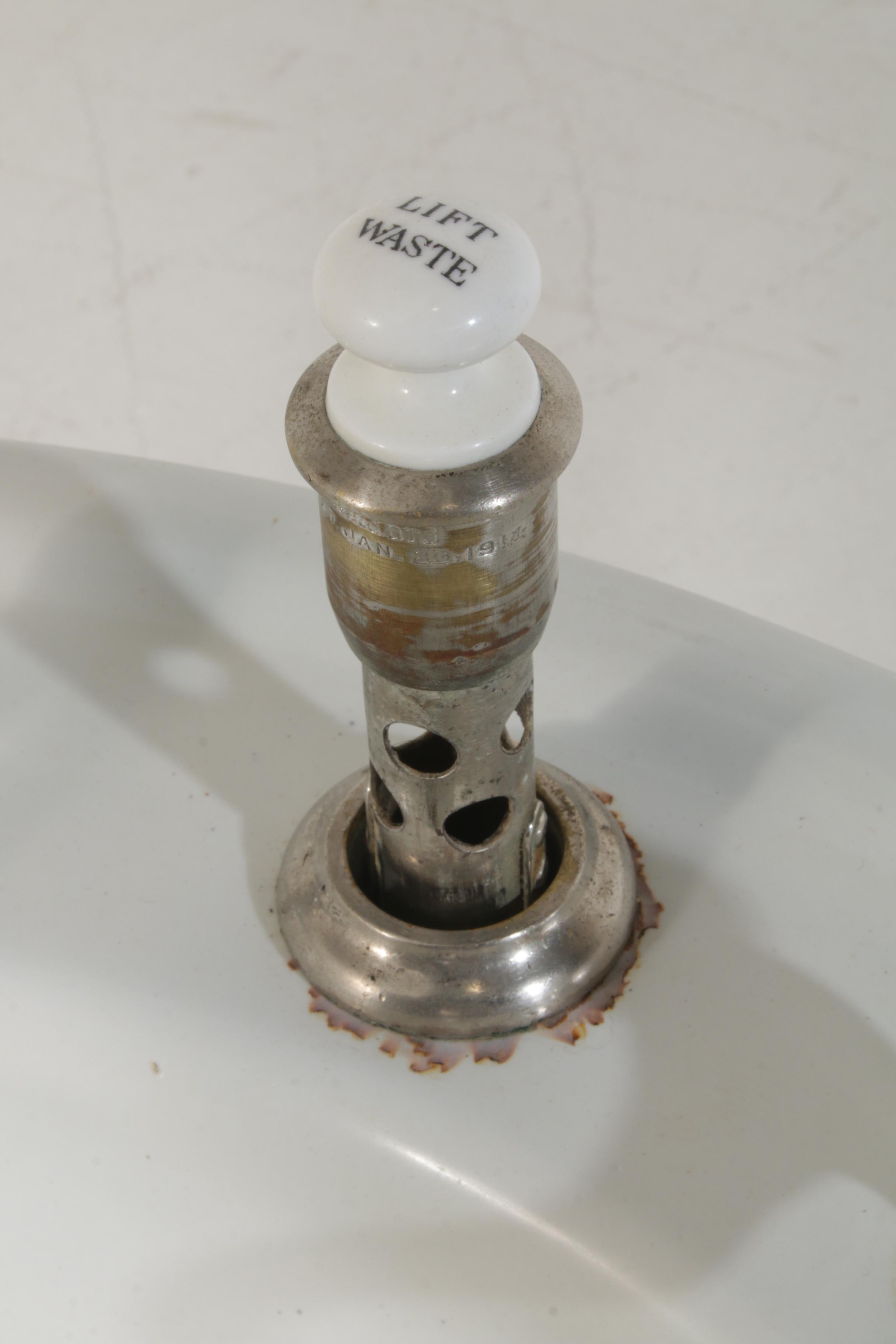 Oval White Enameled Cast Iron Pedestal Sink