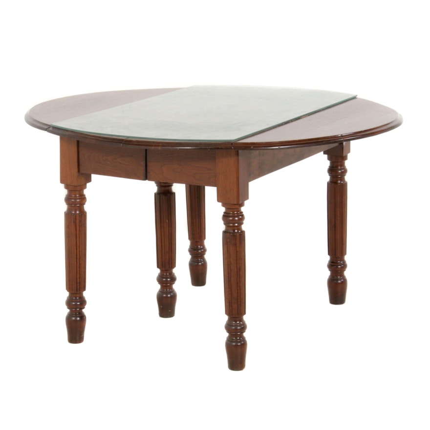 Late Victorian Walnut-Stained Drop-Leaf Extending Dining Table