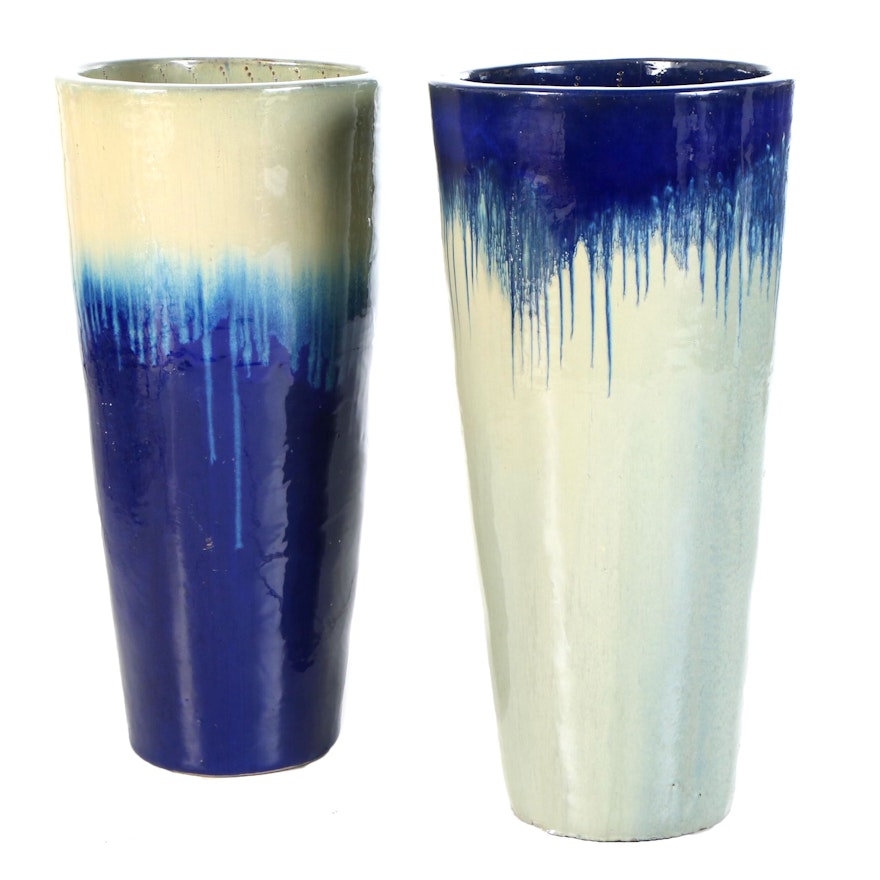 Large Drip Glaze Pottery Planters