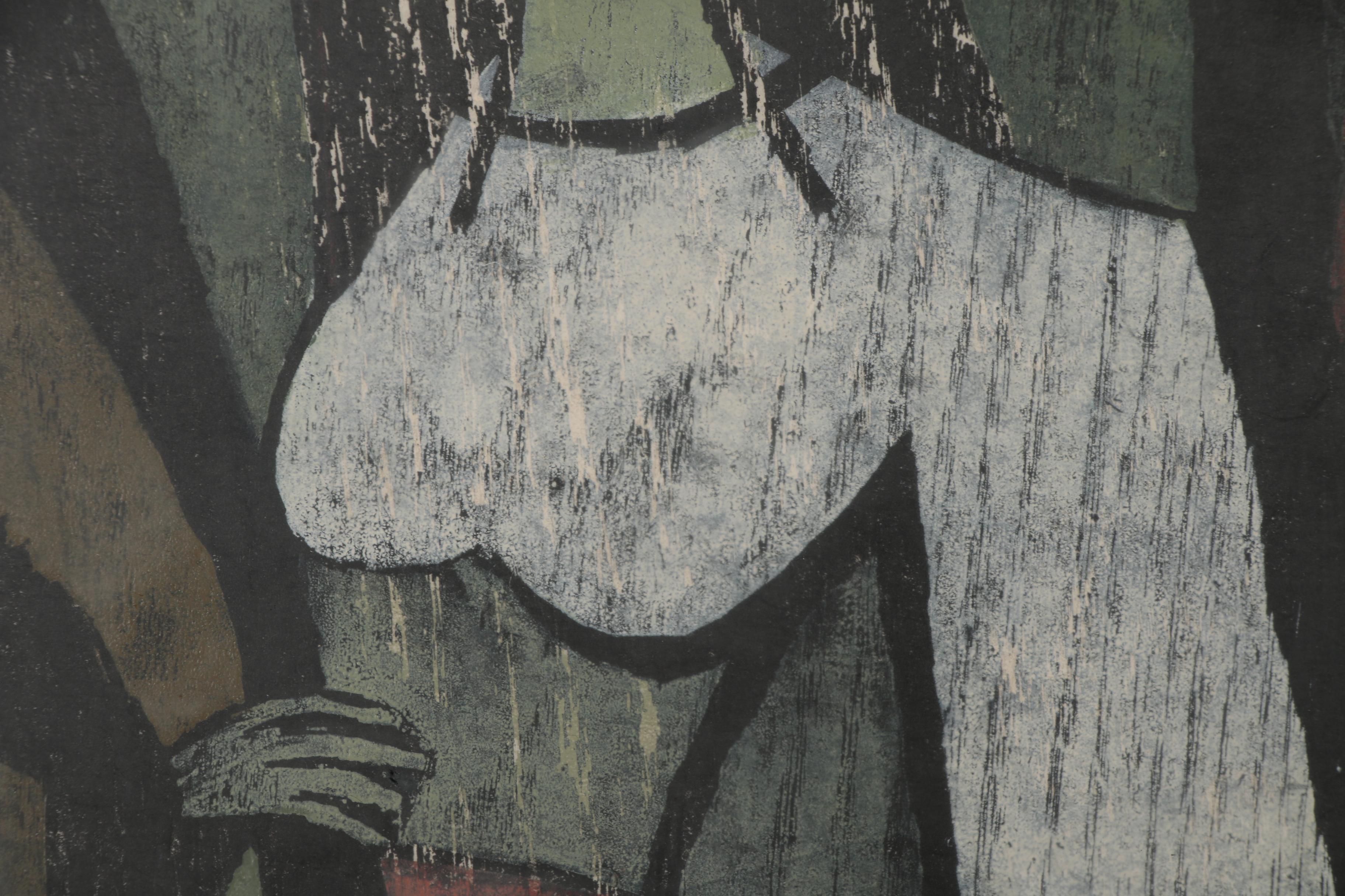 Evelyn Marx Woodcut "Phebe", 1961