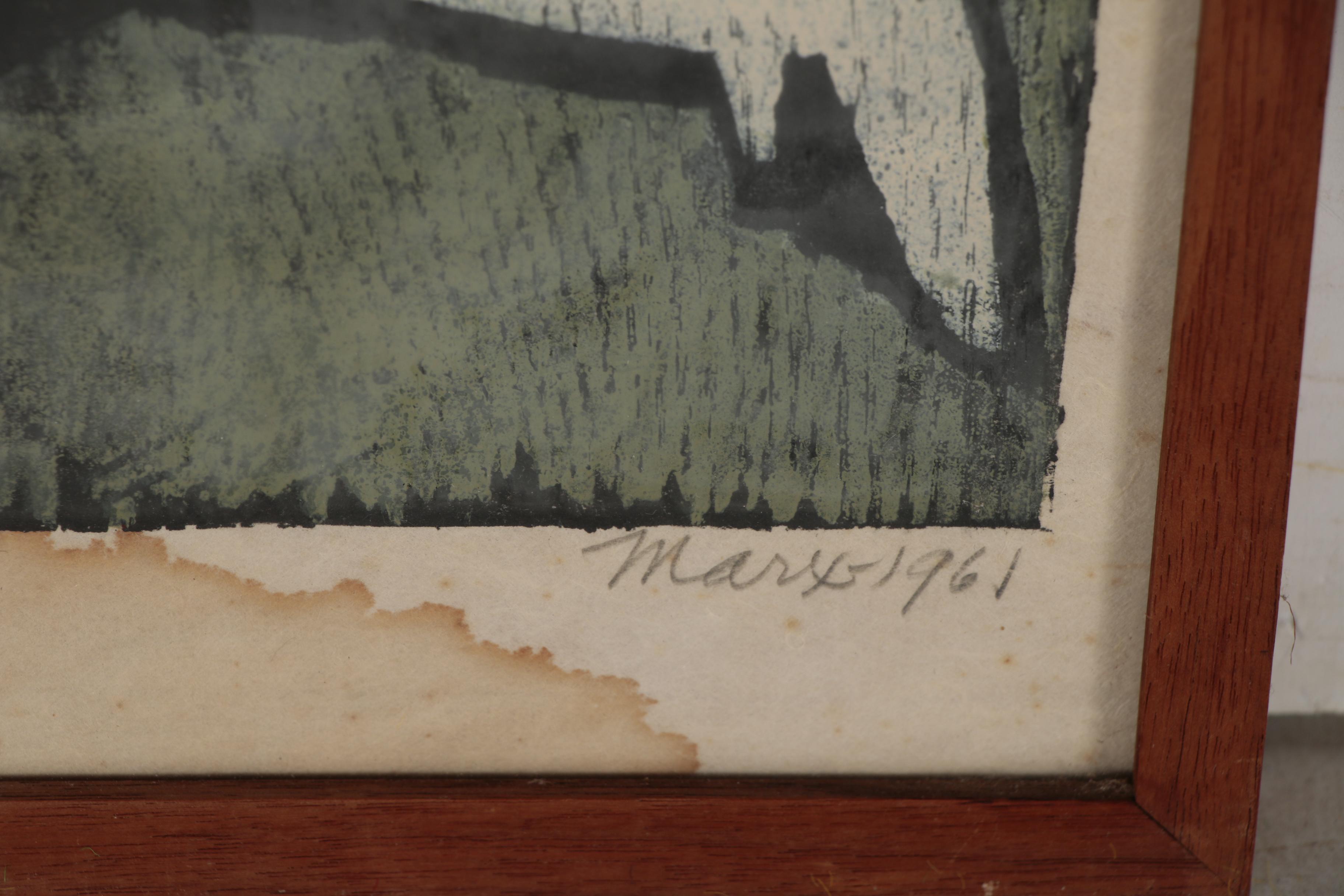 Evelyn Marx Woodcut "Phebe", 1961