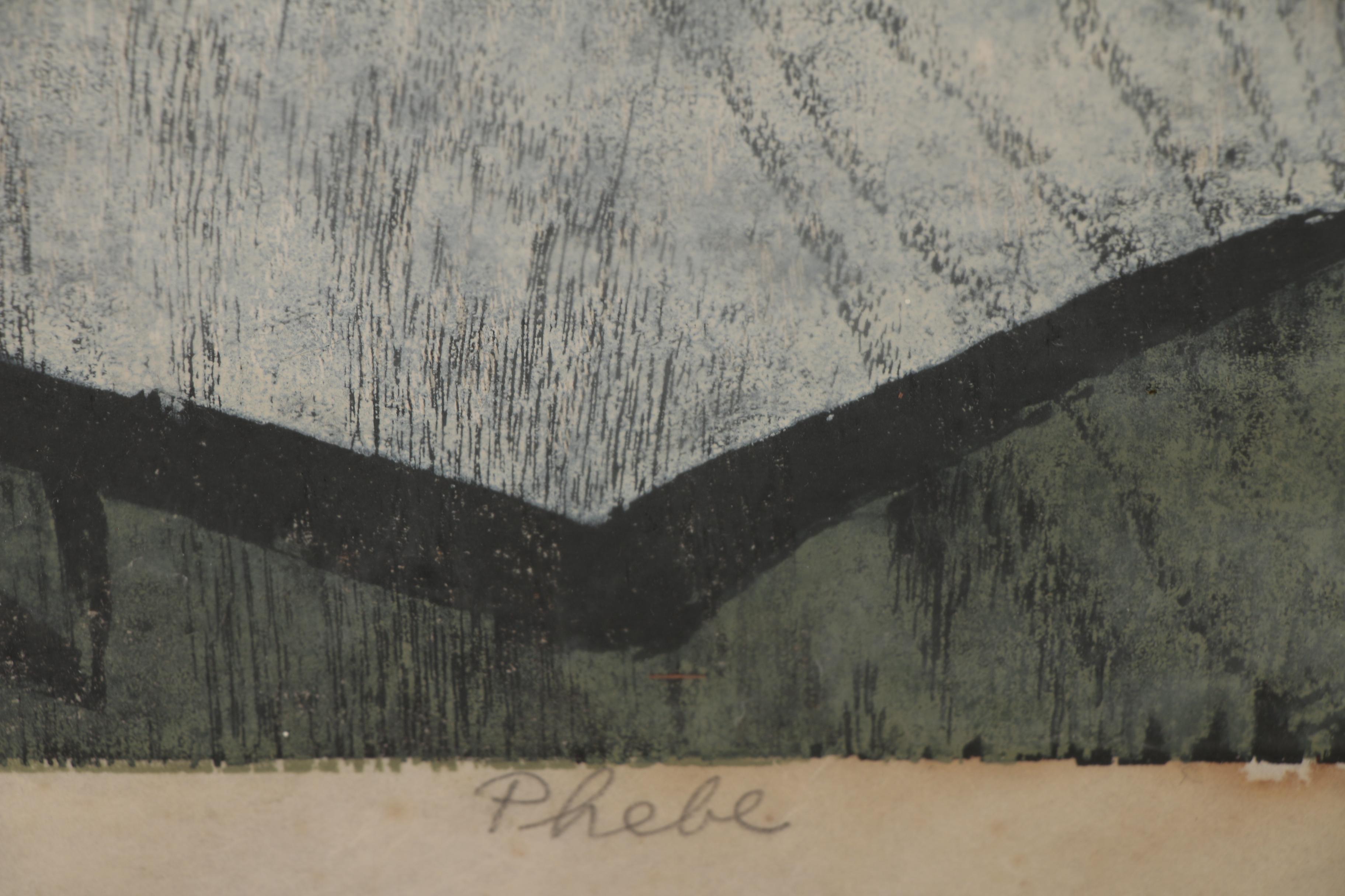 Evelyn Marx Woodcut "Phebe", 1961