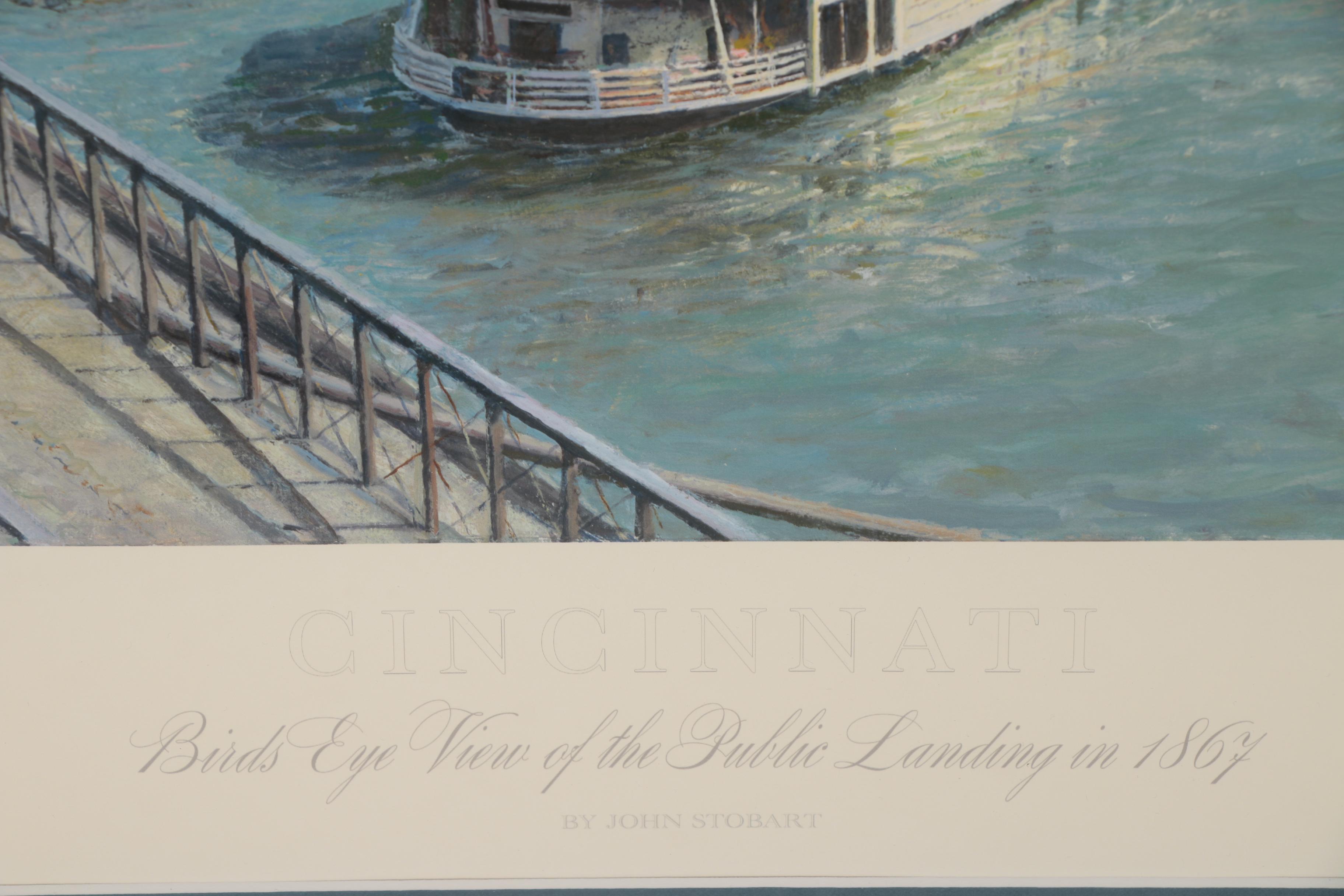 John Stobart Giclée "Cincinnati - Birds Eye View of the Public Landing in 1867"