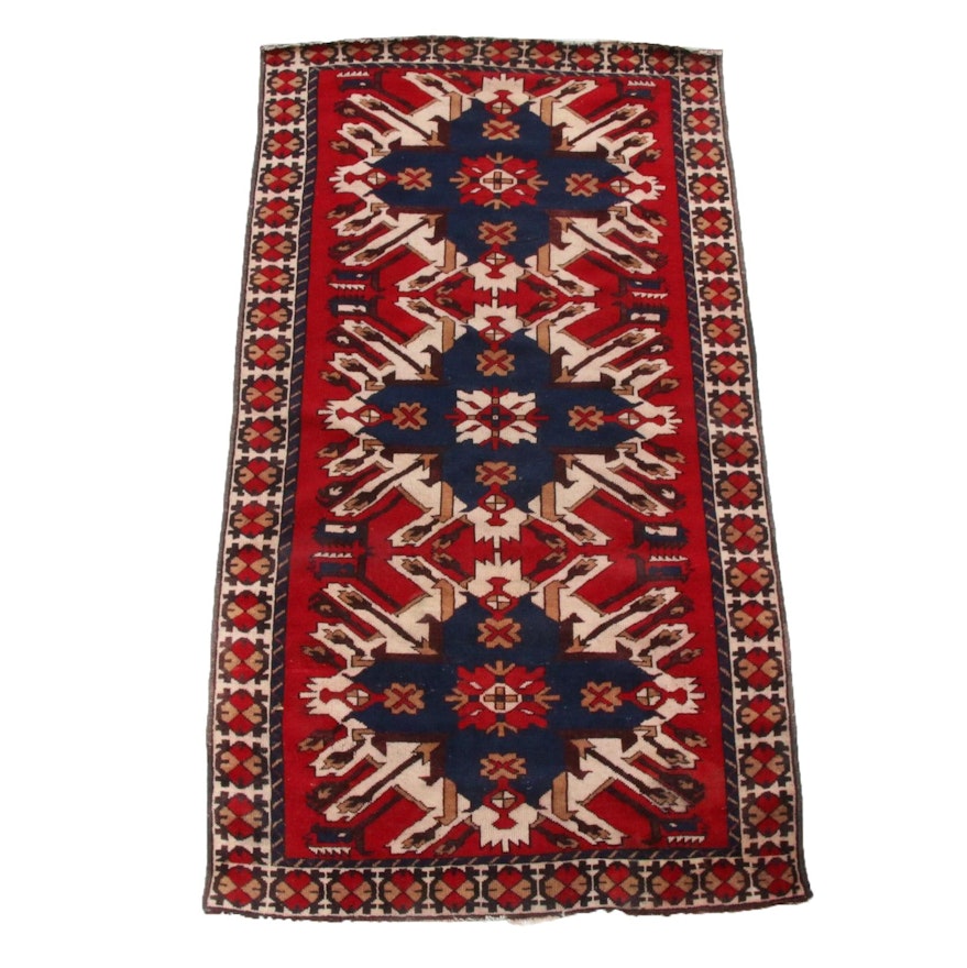 3'6 x 6'6 Hand-Knotted Turkish Caucasian Kazak Rug