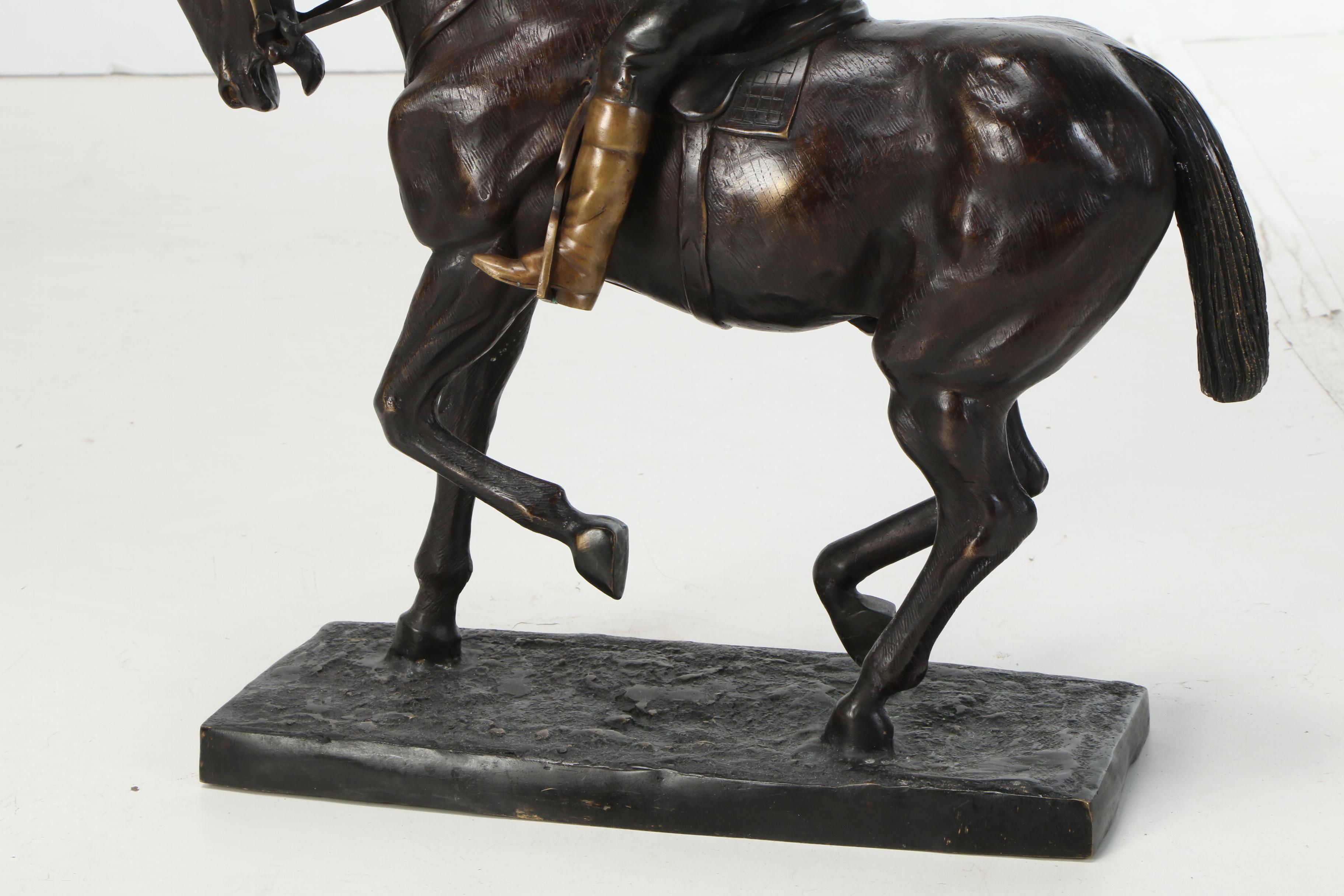 Cold Cast Bronze Sculpture of Horse and Jockey