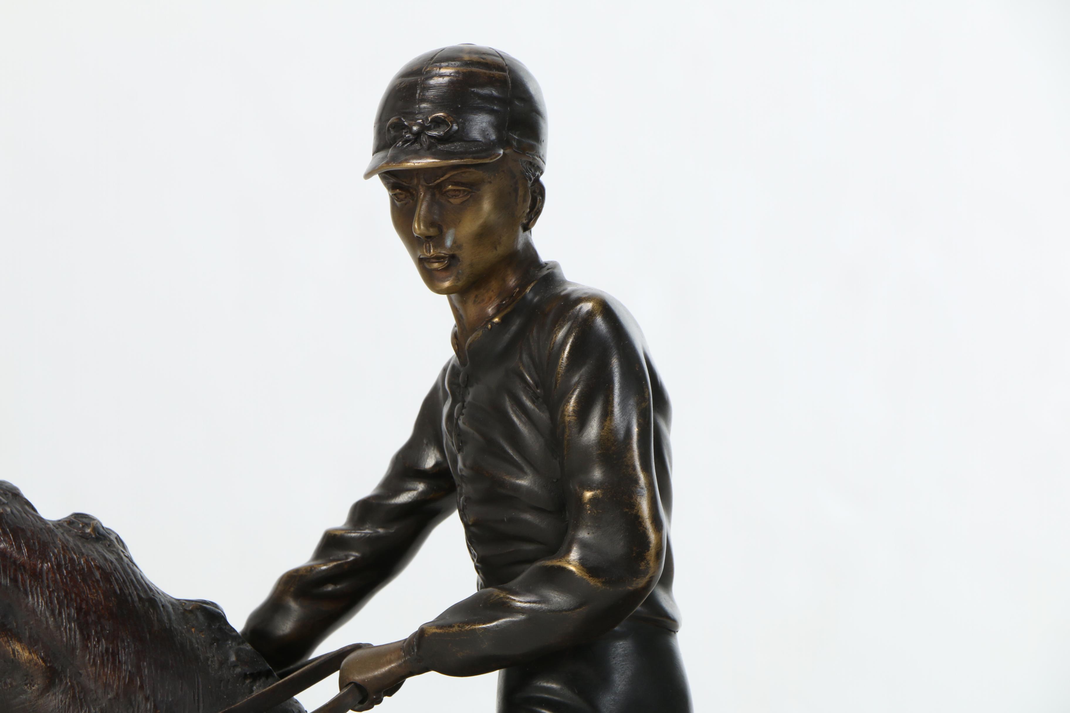 Cold Cast Bronze Sculpture of Horse and Jockey