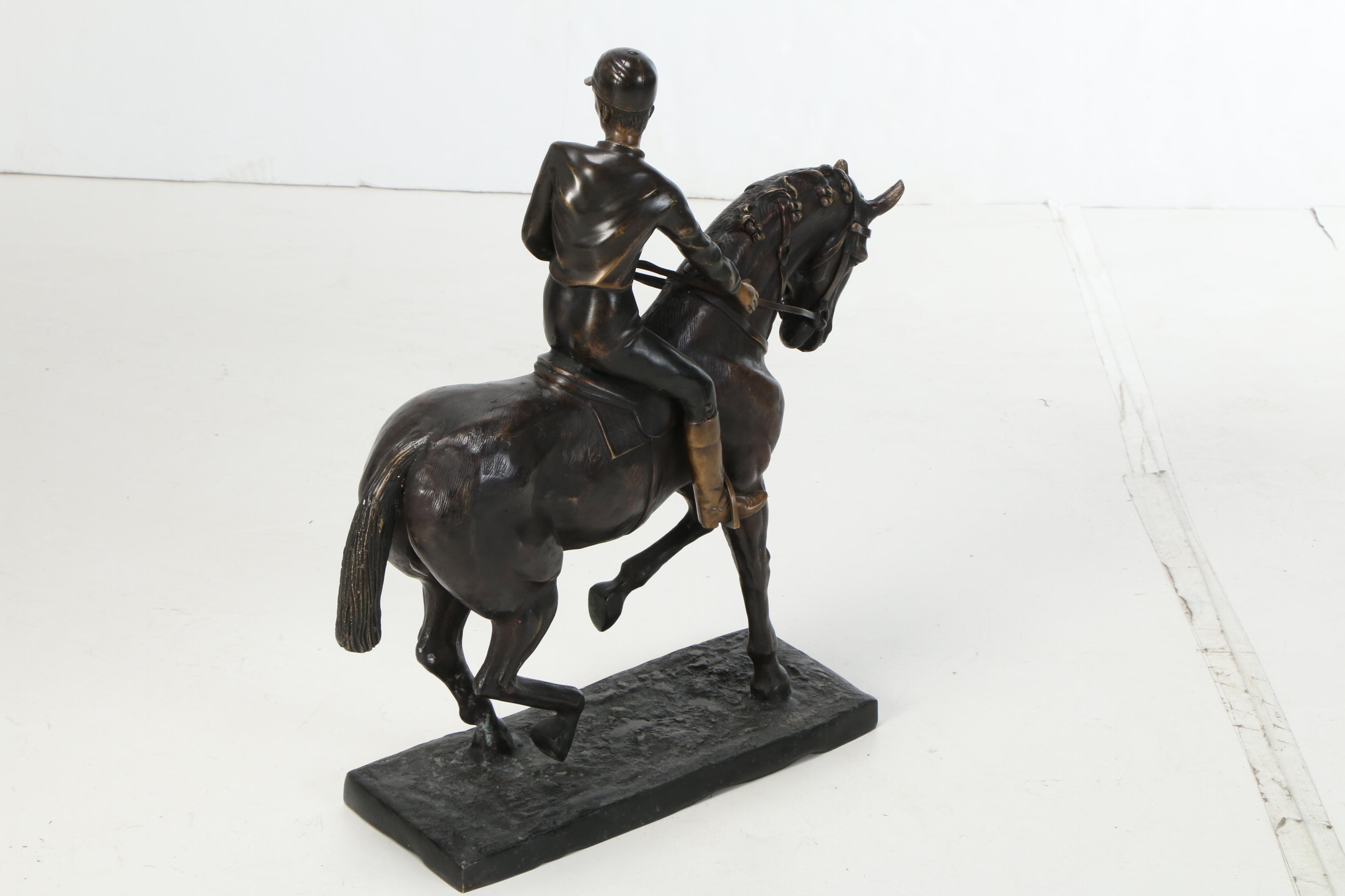 Cold Cast Bronze Sculpture of Horse and Jockey