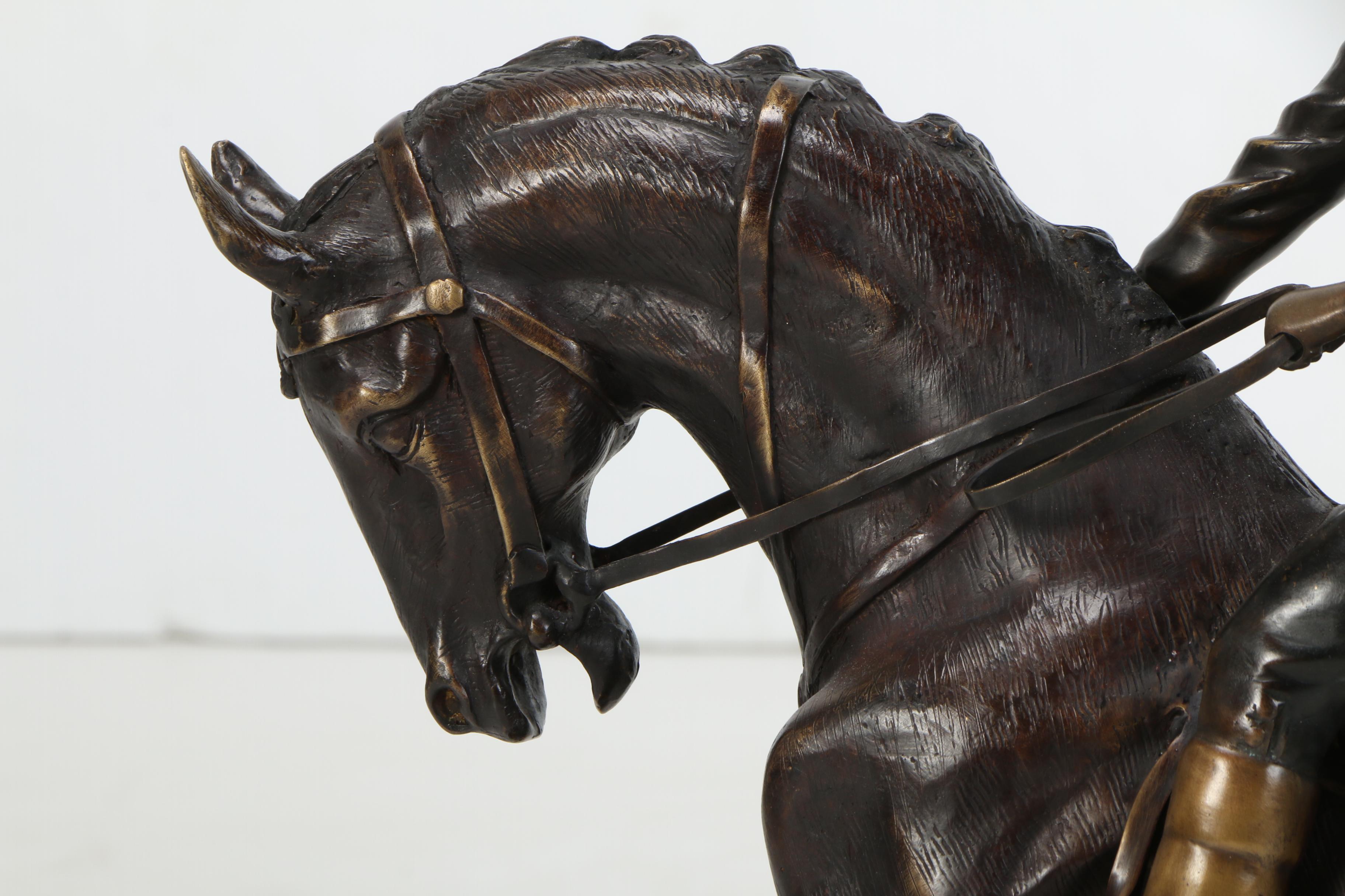 Cold Cast Bronze Sculpture of Horse and Jockey