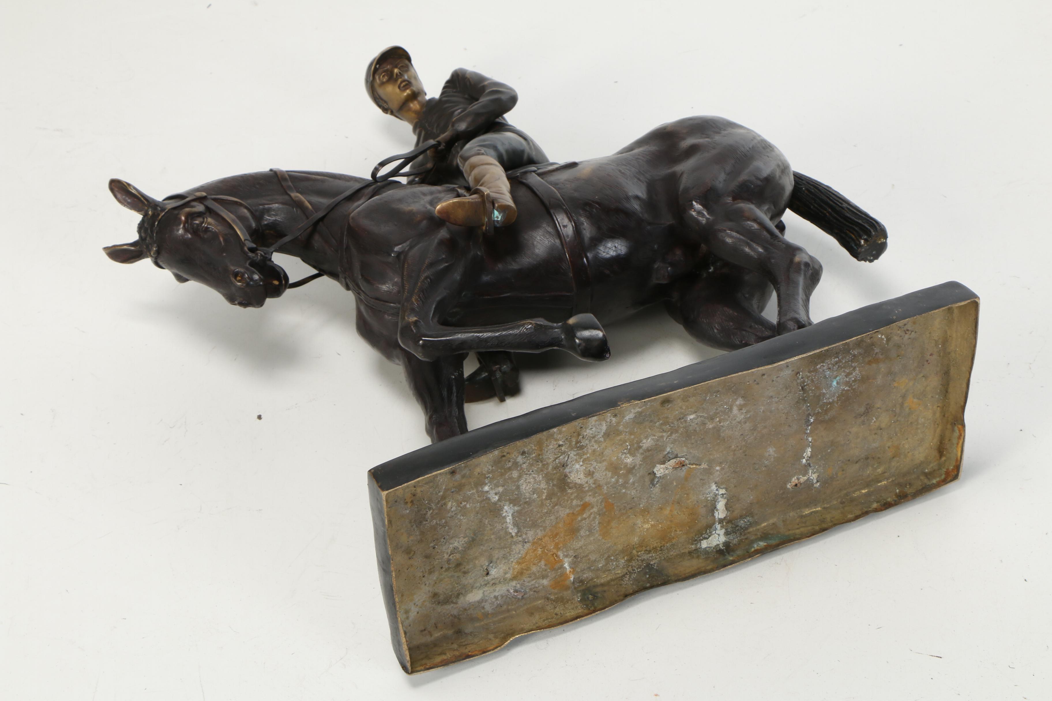 Cold Cast Bronze Sculpture of Horse and Jockey