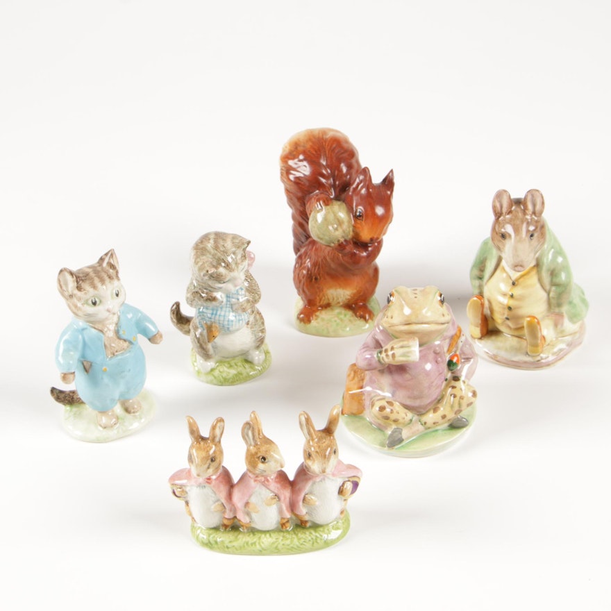 Beswick Beatrix Potter's "Peter Rabbit" Porcelain Figurines, Mid to Late 20th C.