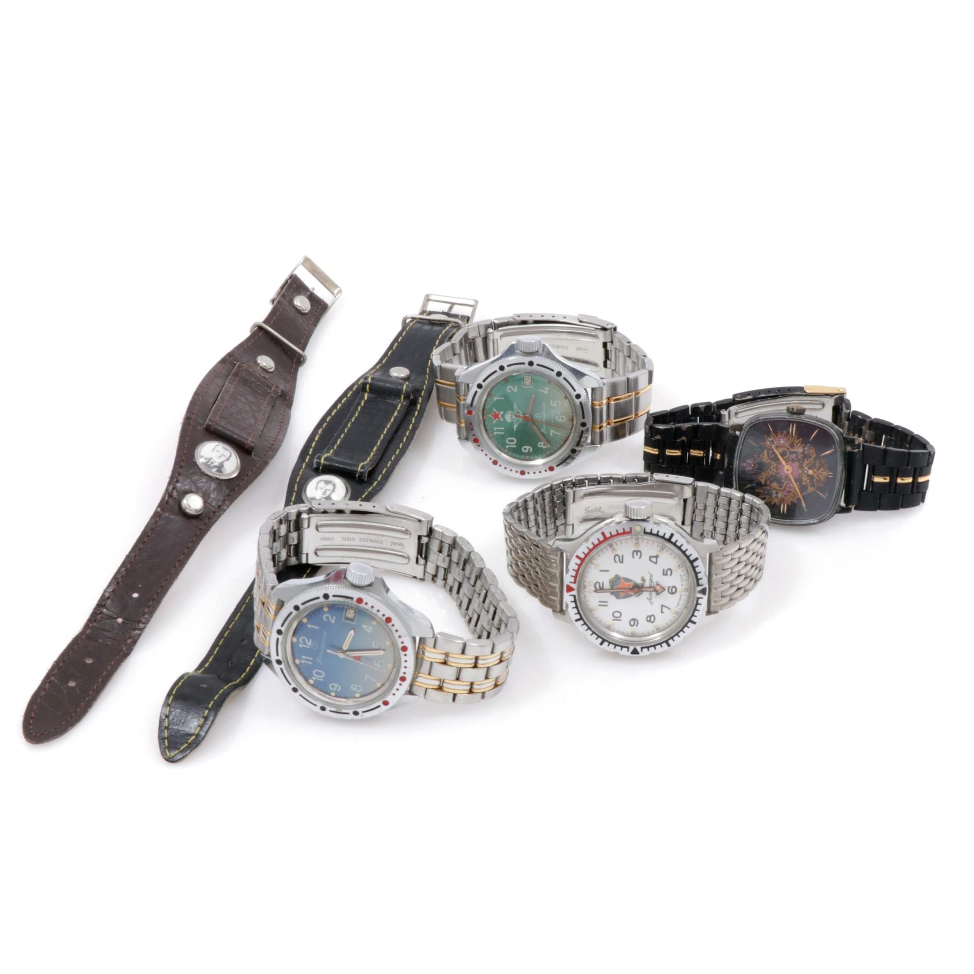Vintage Russian Military Watch Collection Including Komandirskie