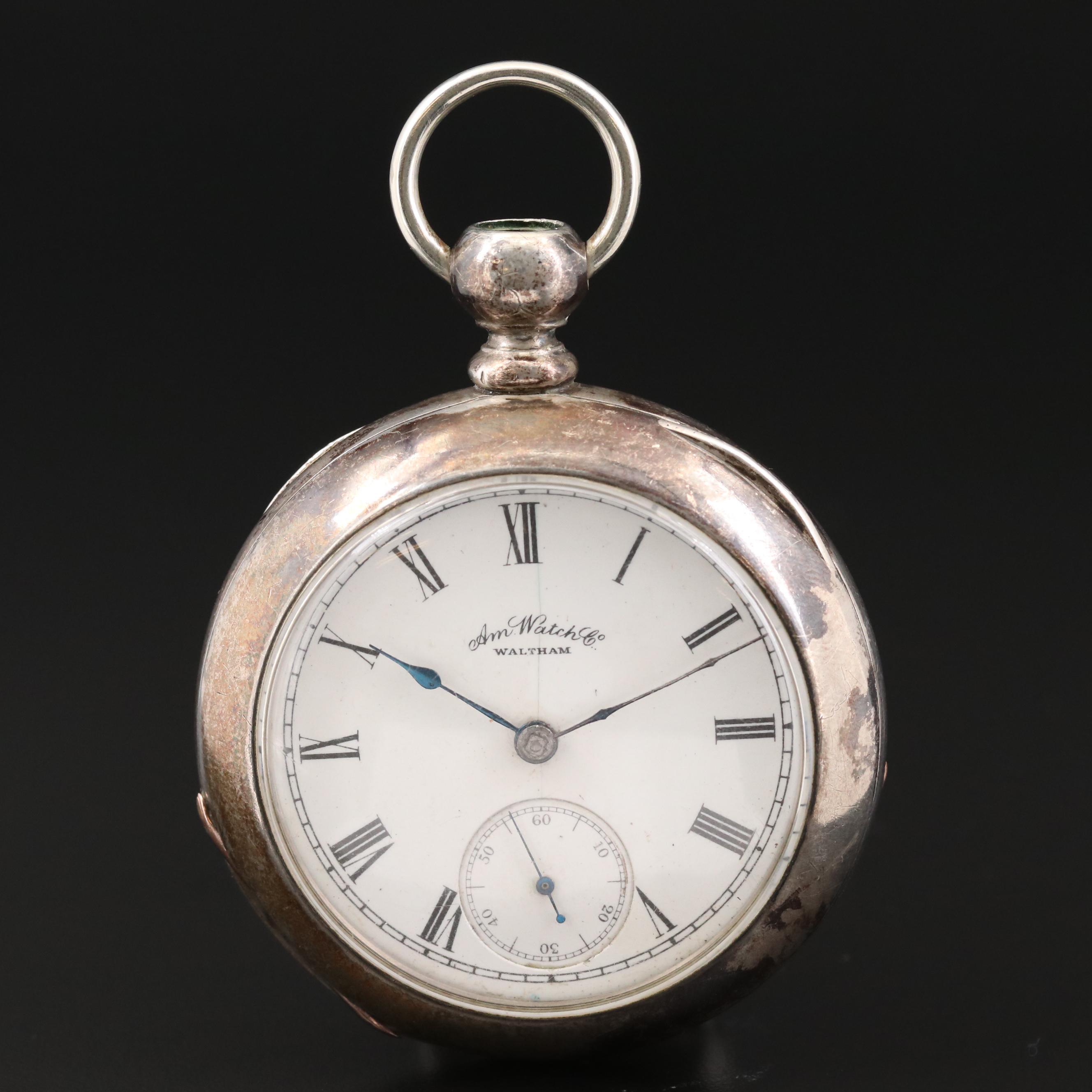 Antique Waltham American Watch Co. Coin Silver  Pocket Watch, 1887