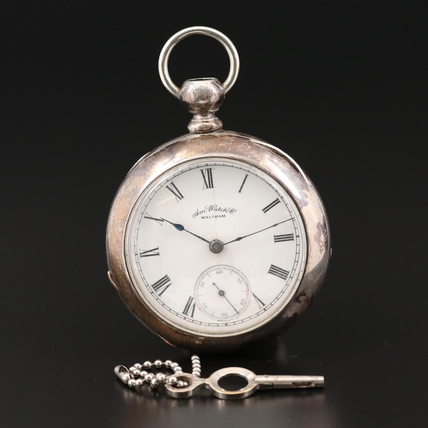 Antique Waltham American Watch Co. Coin Silver  Pocket Watch, 1887