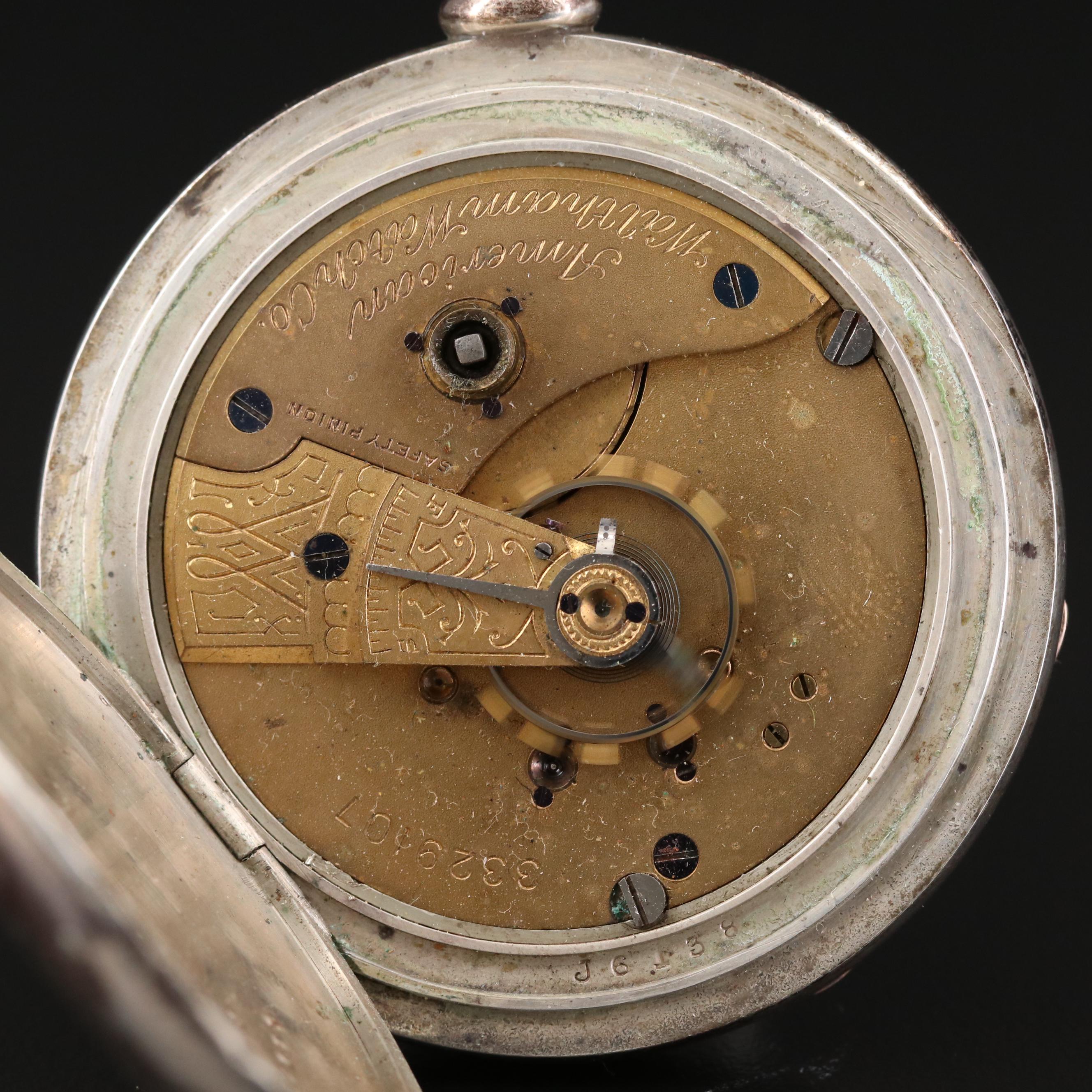 Antique Waltham American Watch Co. Coin Silver  Pocket Watch, 1887