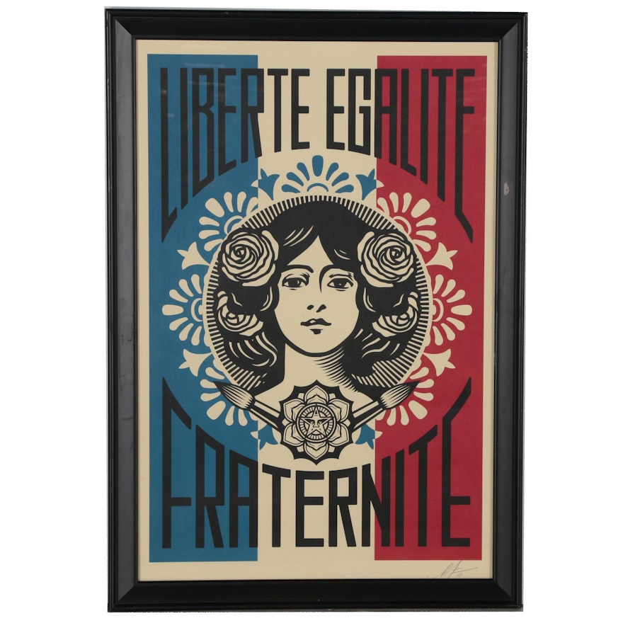 Shepard Fairey Offset Print "Liberté Egalité Fraternité"