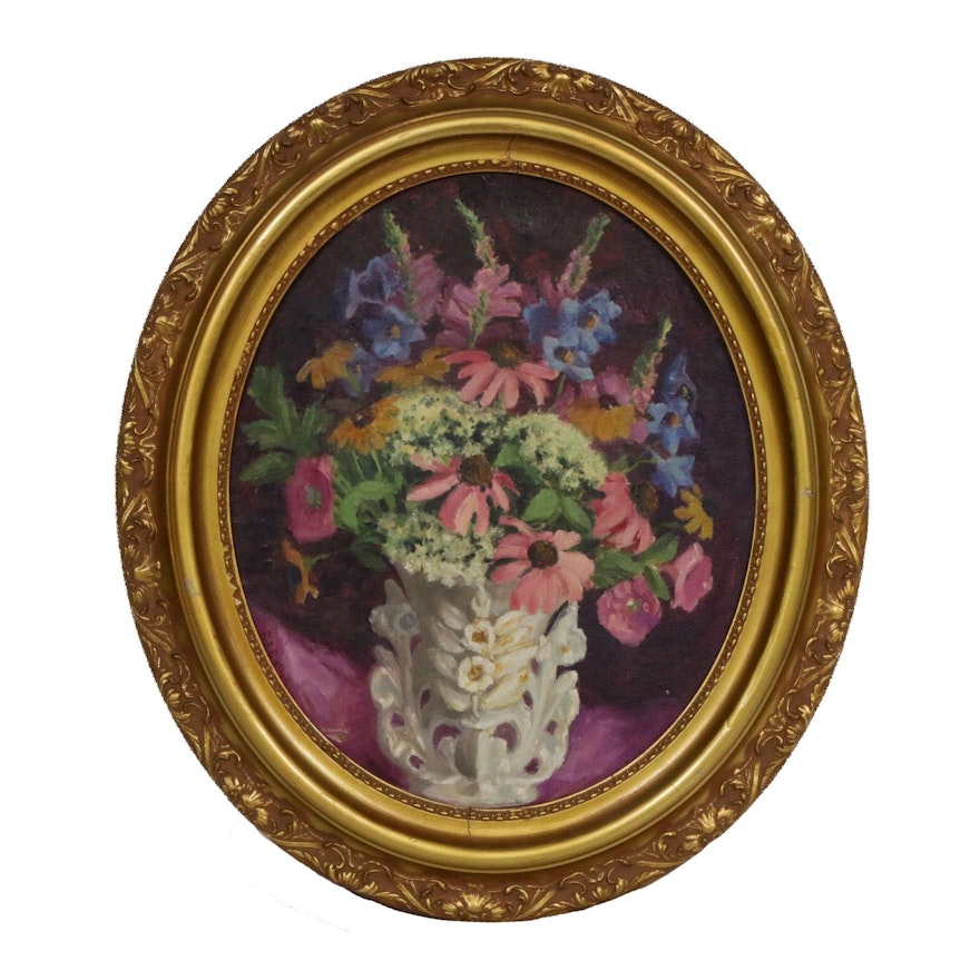 Edna Stubbs Cathell Floral Still Life Oil Painting