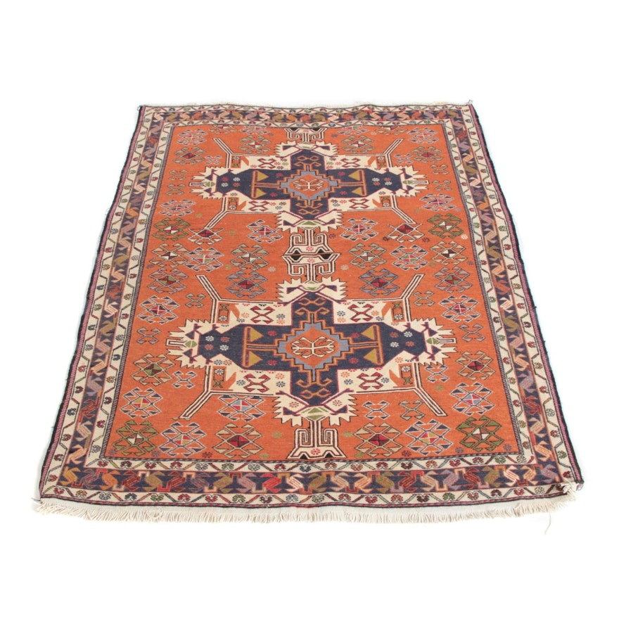 3'11 x 5'3 Handwoven Persian Shahsavan Soumak Wool Rug