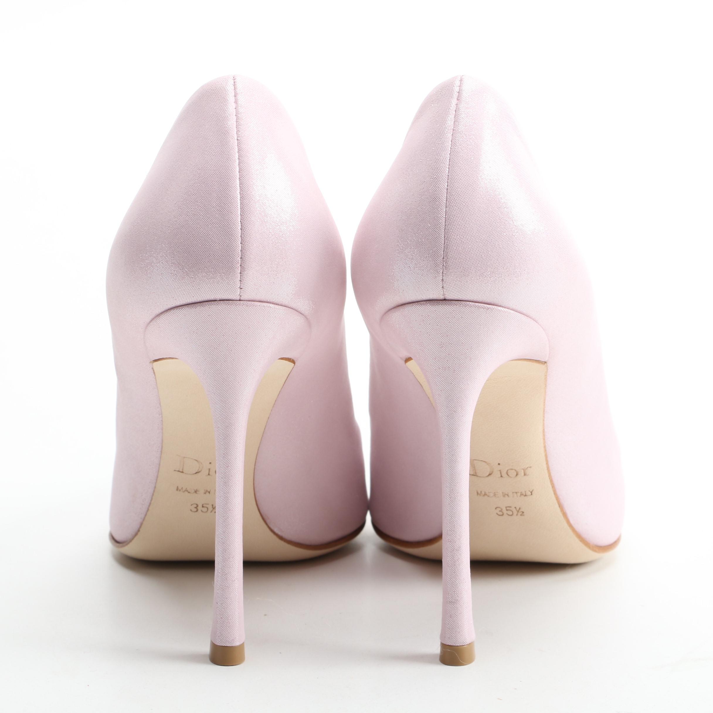 Christian Dior Pink Essence Glittery Suede Pumps with Box Signed by Susan Lucci