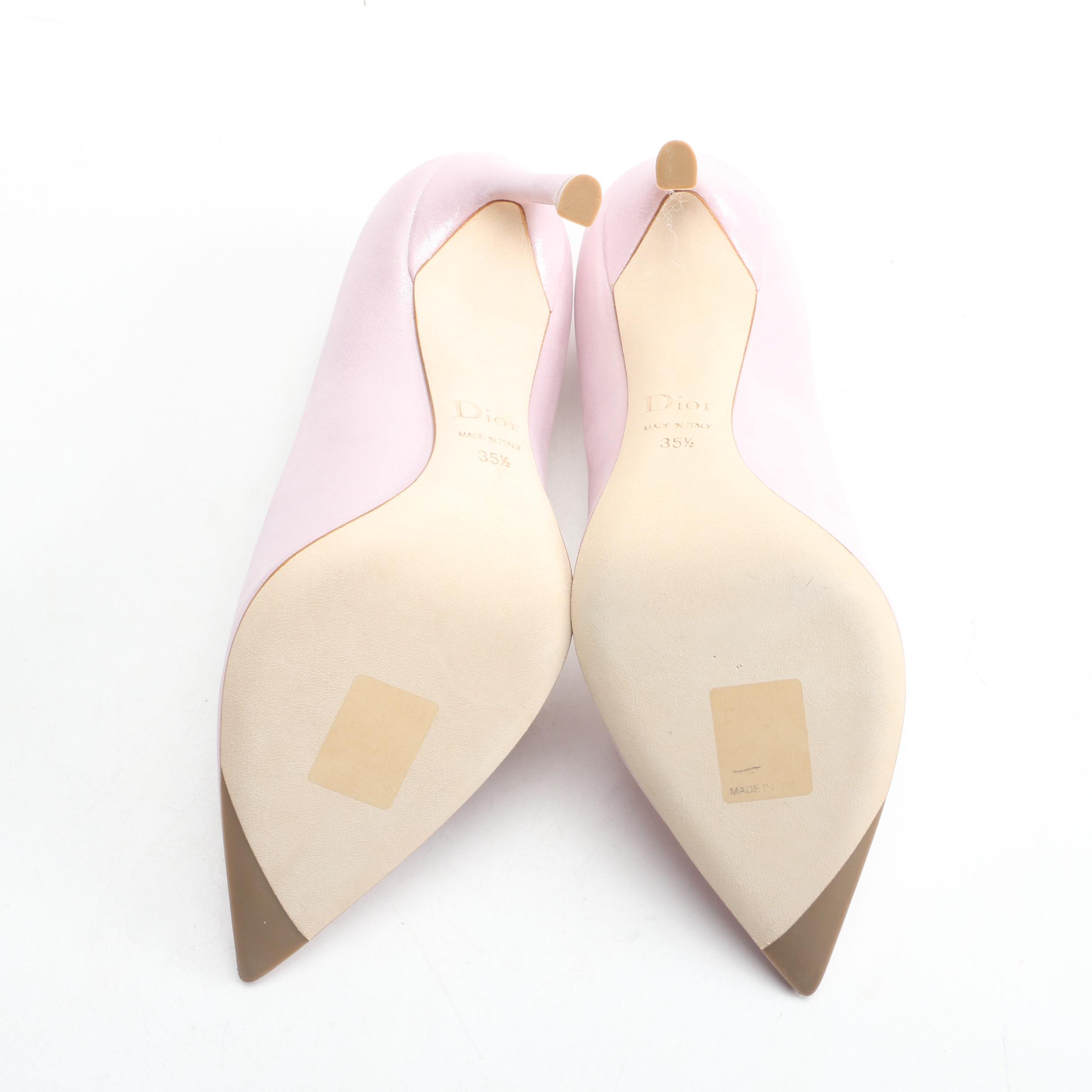 Christian Dior Pink Essence Glittery Suede Pumps with Box Signed by Susan Lucci