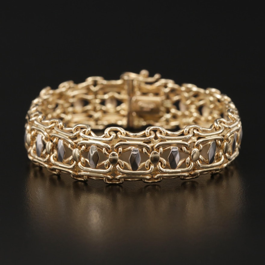 Italian 14K Gold Fancy Link Bracelet