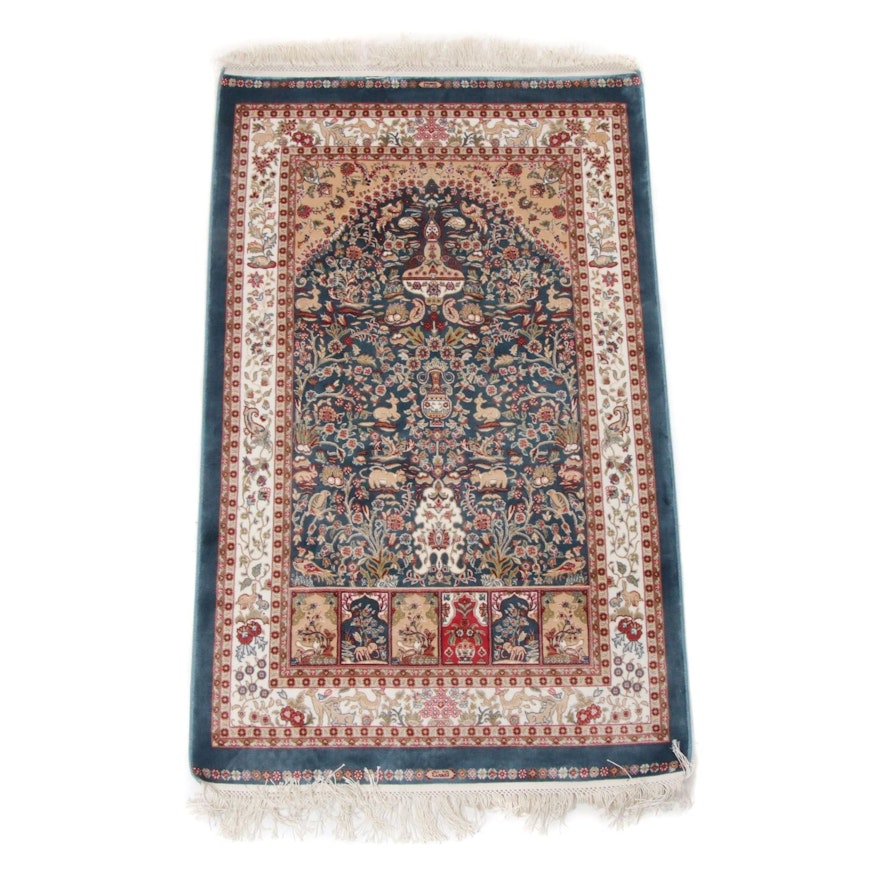 2'6 x 4'8 Hand-Knotted Turkish Artificial Silk Rug, 2010s