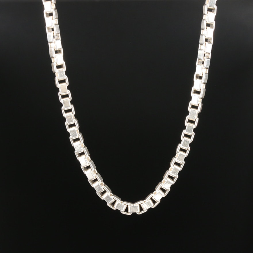 Tiffany & Co. "Venetian Link" Sterling Silver Box Chain Necklace