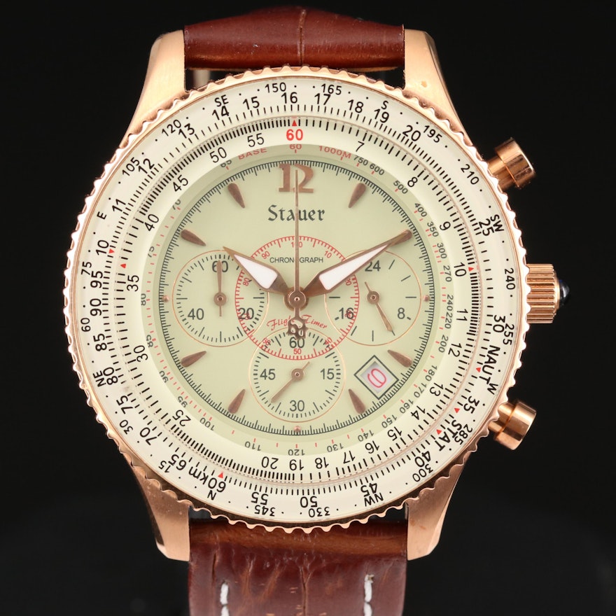 Stauer Stainless Steel and Rose Gold Tone Chronograph Wristwatch With Date