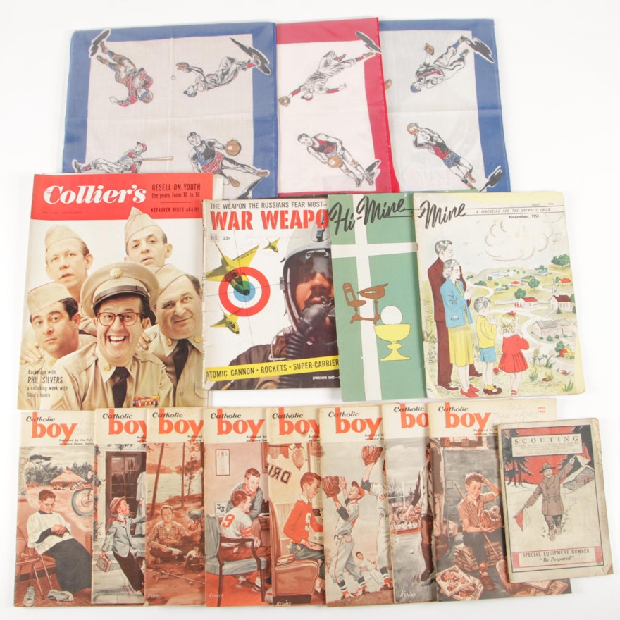 1950's Assortment of Catholic Boy, Magazines Ephemera Sports Booklets and More
