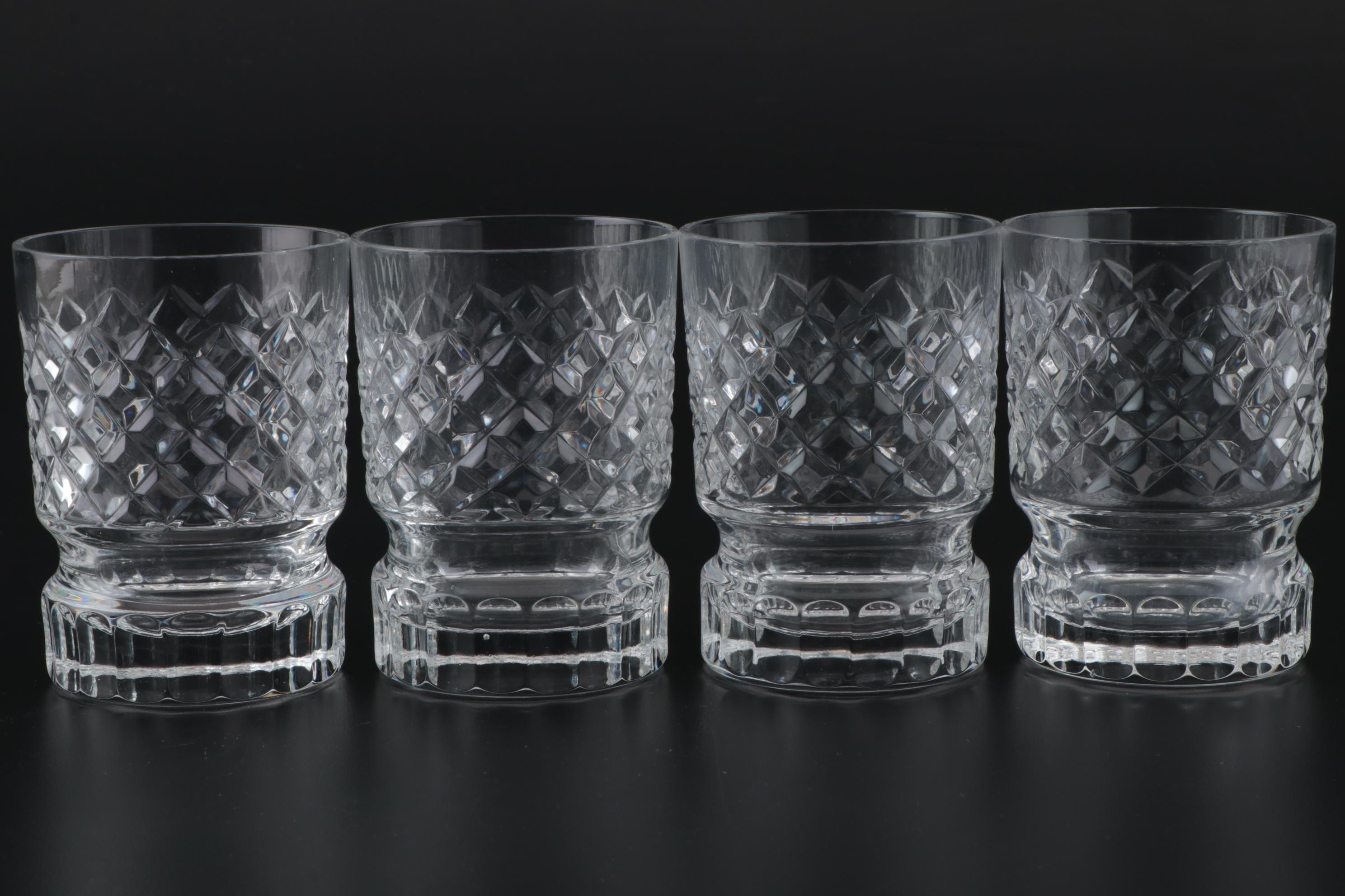 Cut Crystal Footed Old Fashioned Glasses, Vintage