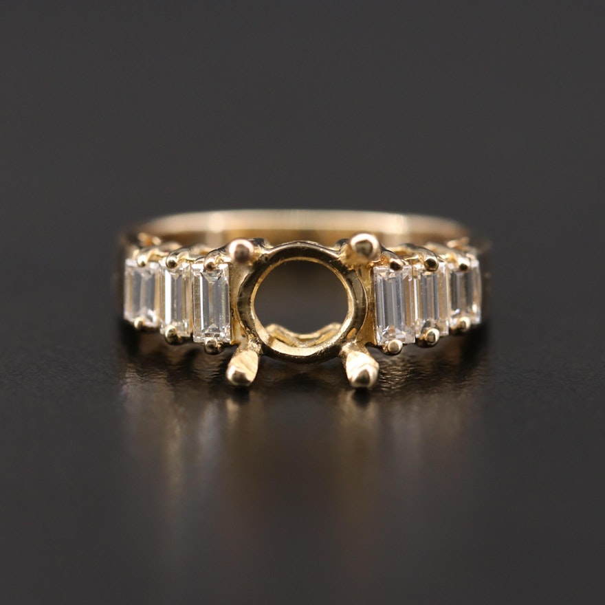 14K Yellow Gold Diamond Semi-Mount Ring