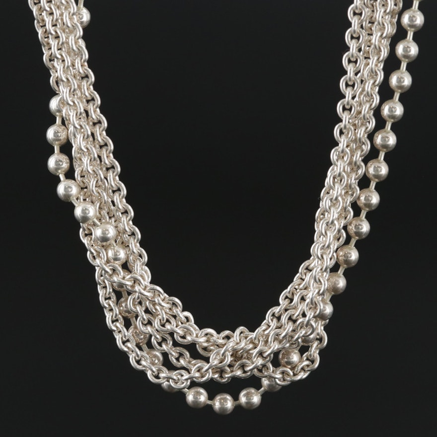 Caviar By LAGOS Sterling Silver Bead and Cable Chain Multi-Strand Necklace