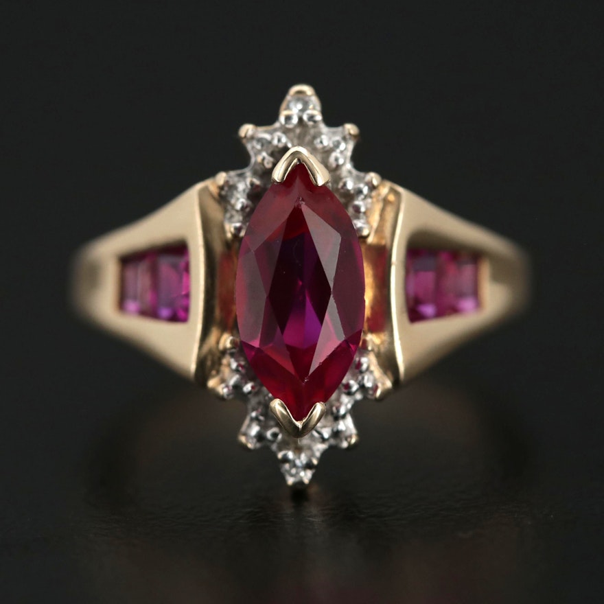 10K Yellow Gold Ruby and Diamond Ring