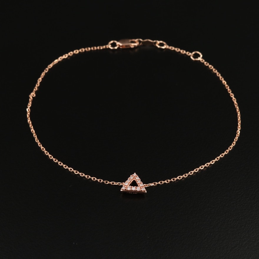 10K Rose Gold Diamond Triangle Bracelet