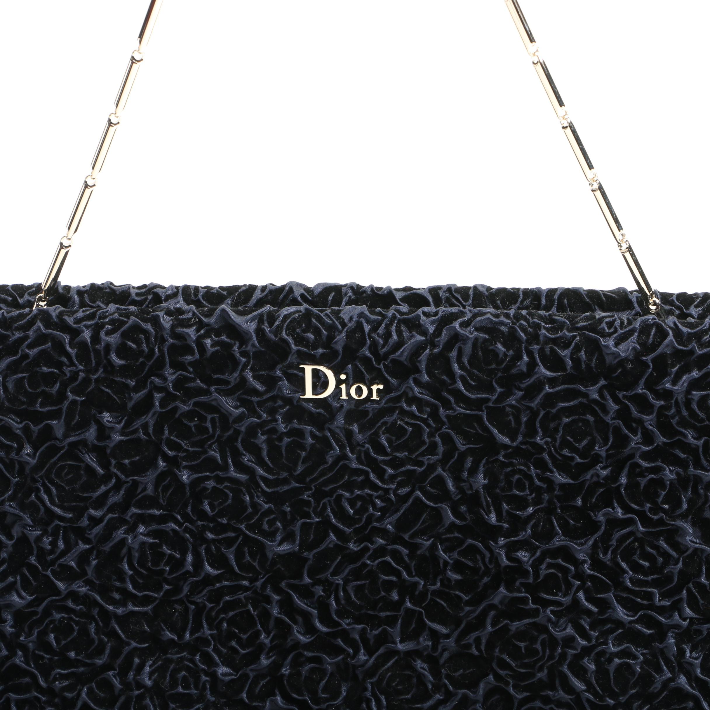 Christian Dior Midnight Blue Blooming Clutch with Gift Bag Signed by Susan Lucci