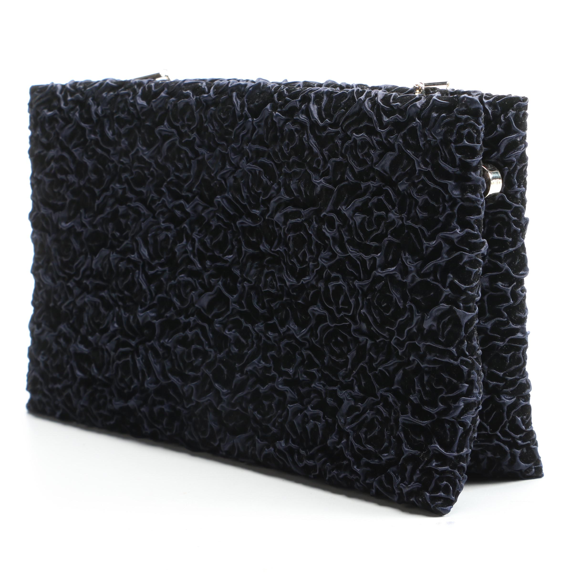 Christian Dior Midnight Blue Blooming Clutch with Gift Bag Signed by Susan Lucci