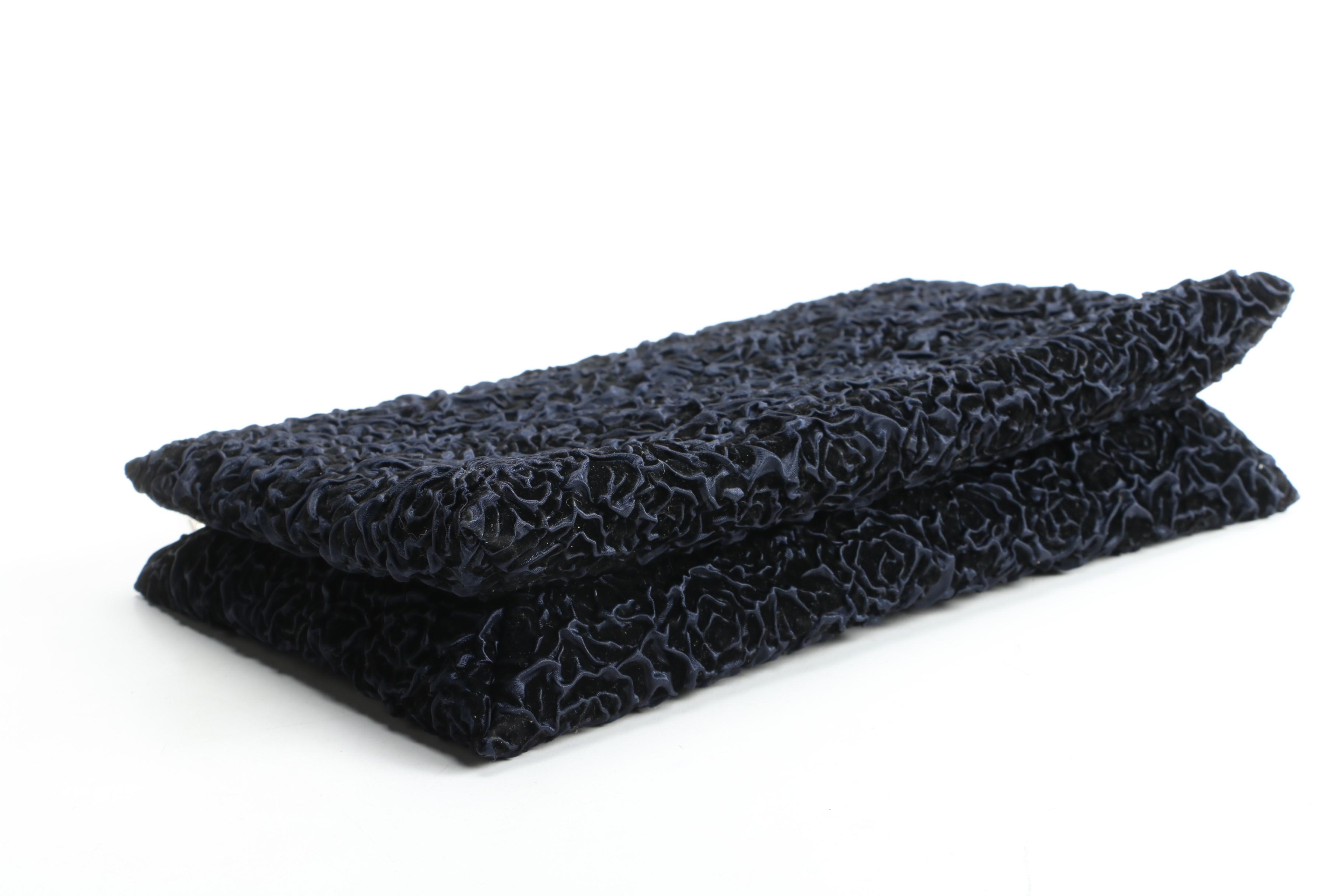 Christian Dior Midnight Blue Blooming Clutch with Gift Bag Signed by Susan Lucci