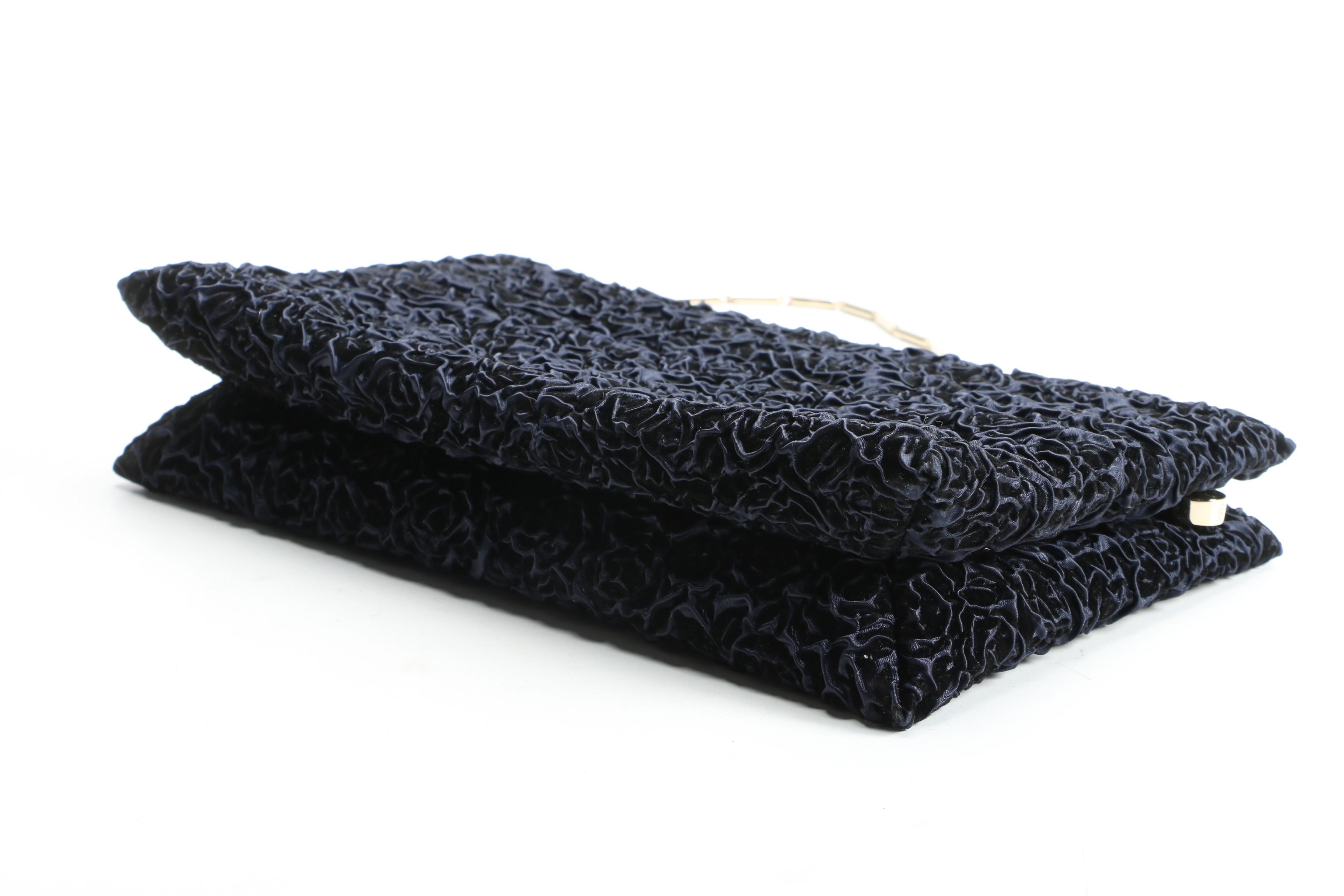 Christian Dior Midnight Blue Blooming Clutch with Gift Bag Signed by Susan Lucci