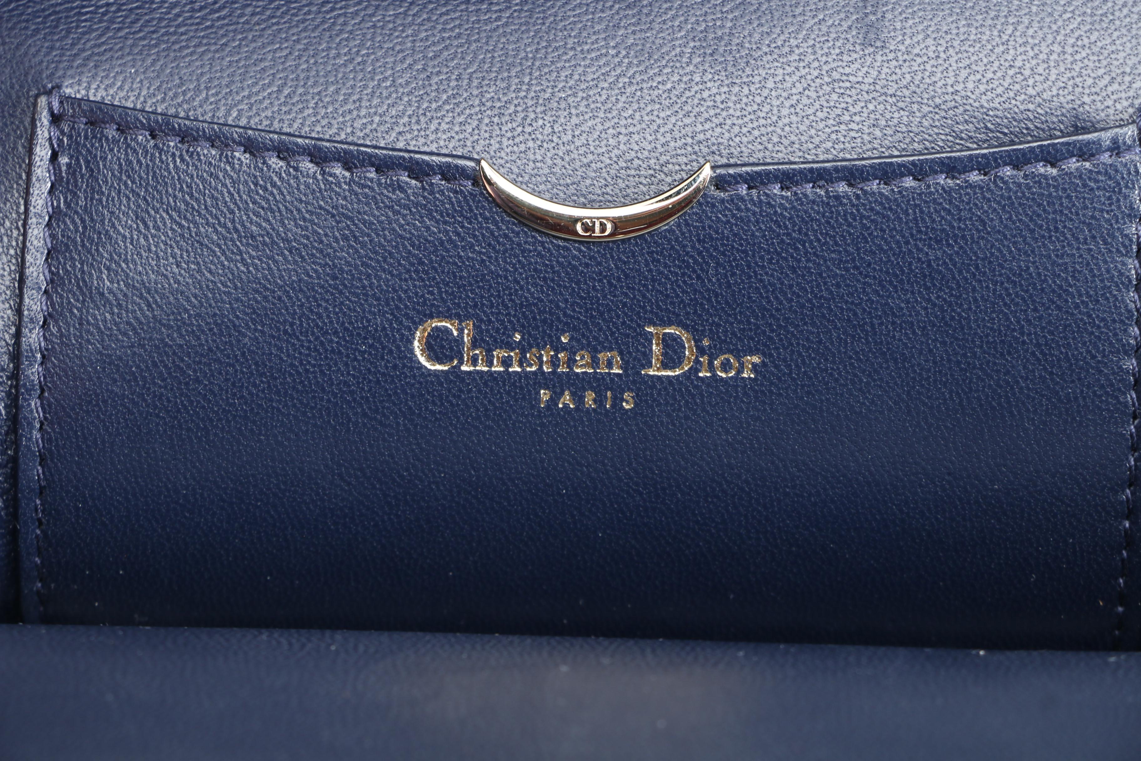 Christian Dior Midnight Blue Blooming Clutch with Gift Bag Signed by Susan Lucci