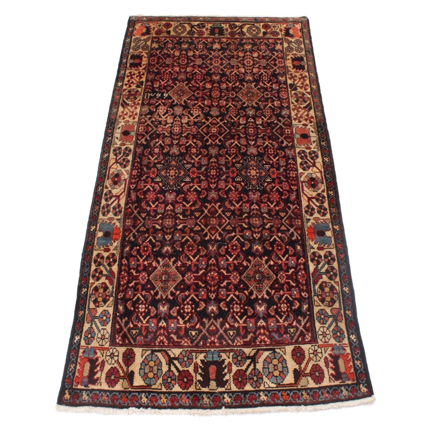 4'4 x 9'3 Hand-Knotted Persian Mahal Long Rug, circa 1980