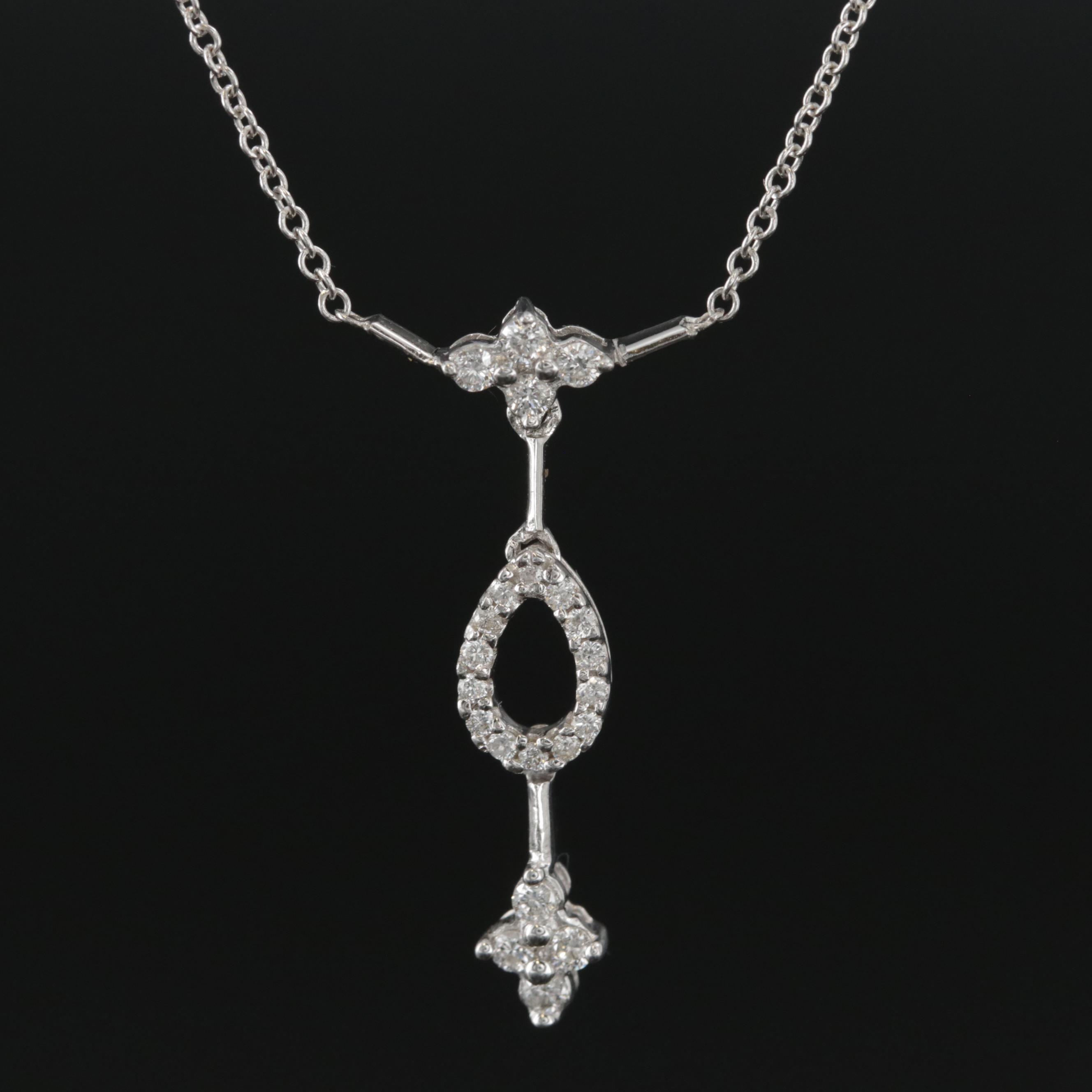 14K White Gold Diamond Necklace