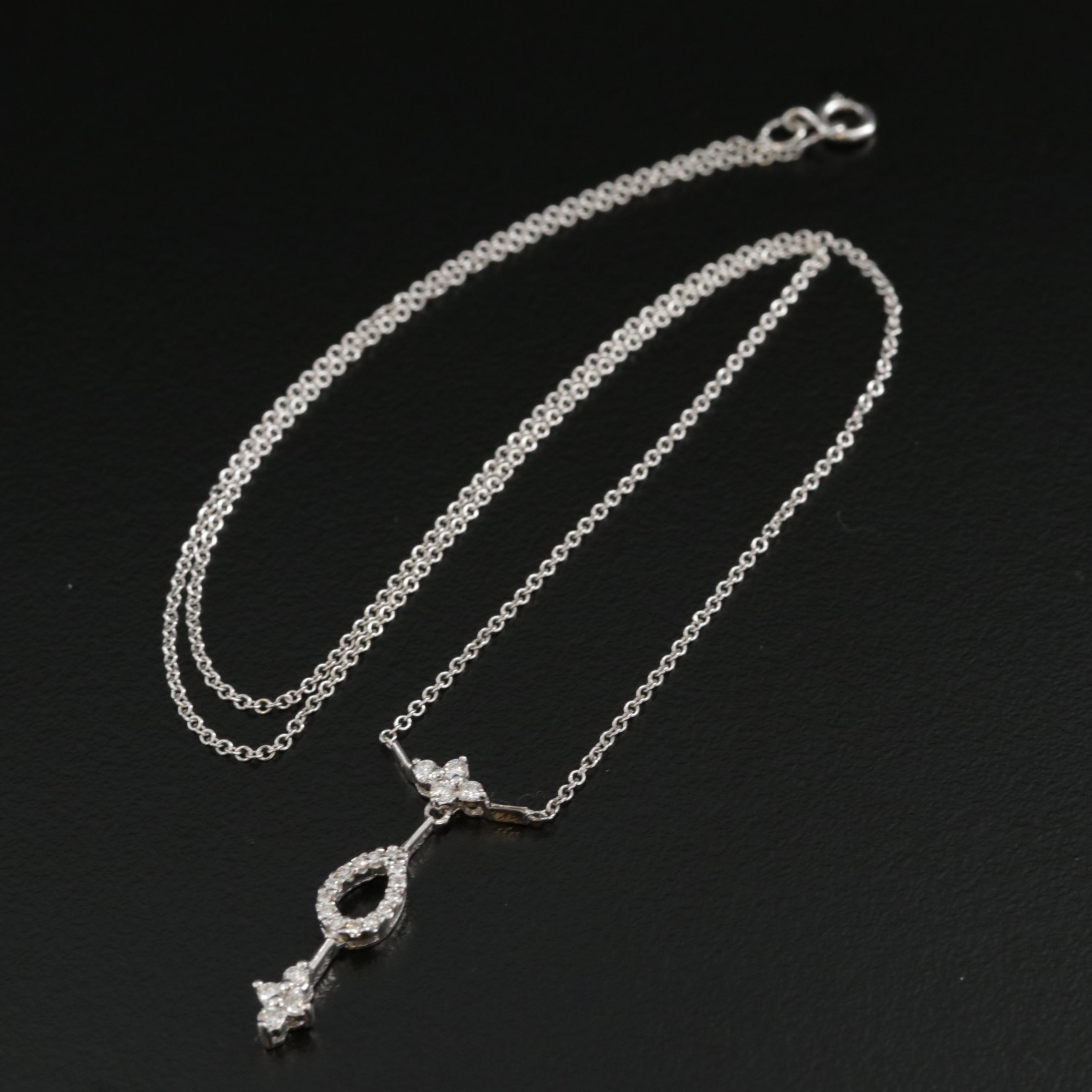 14K White Gold Diamond Necklace