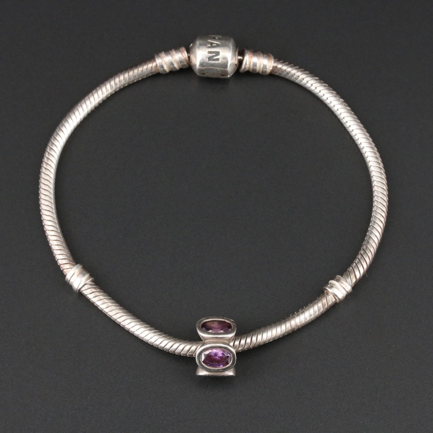 Pandora Sterling Silver Iolite Charm Bracelet