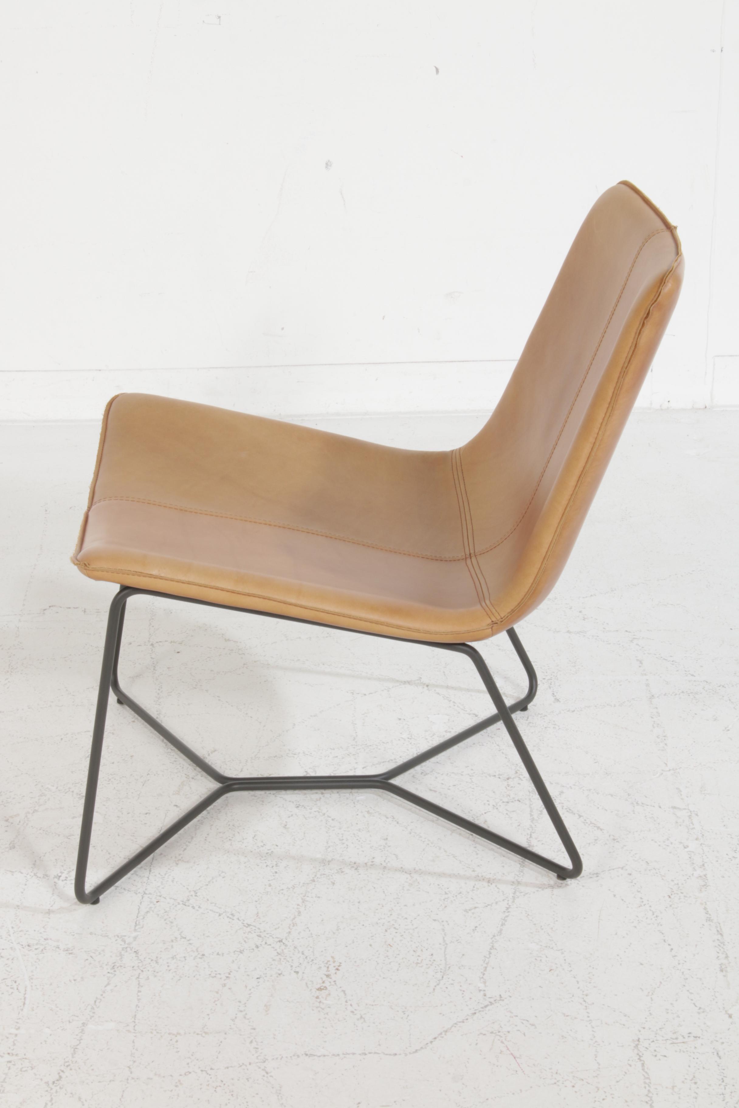 West Elm "Slope" Leather Lounge Chair in "Saddle"