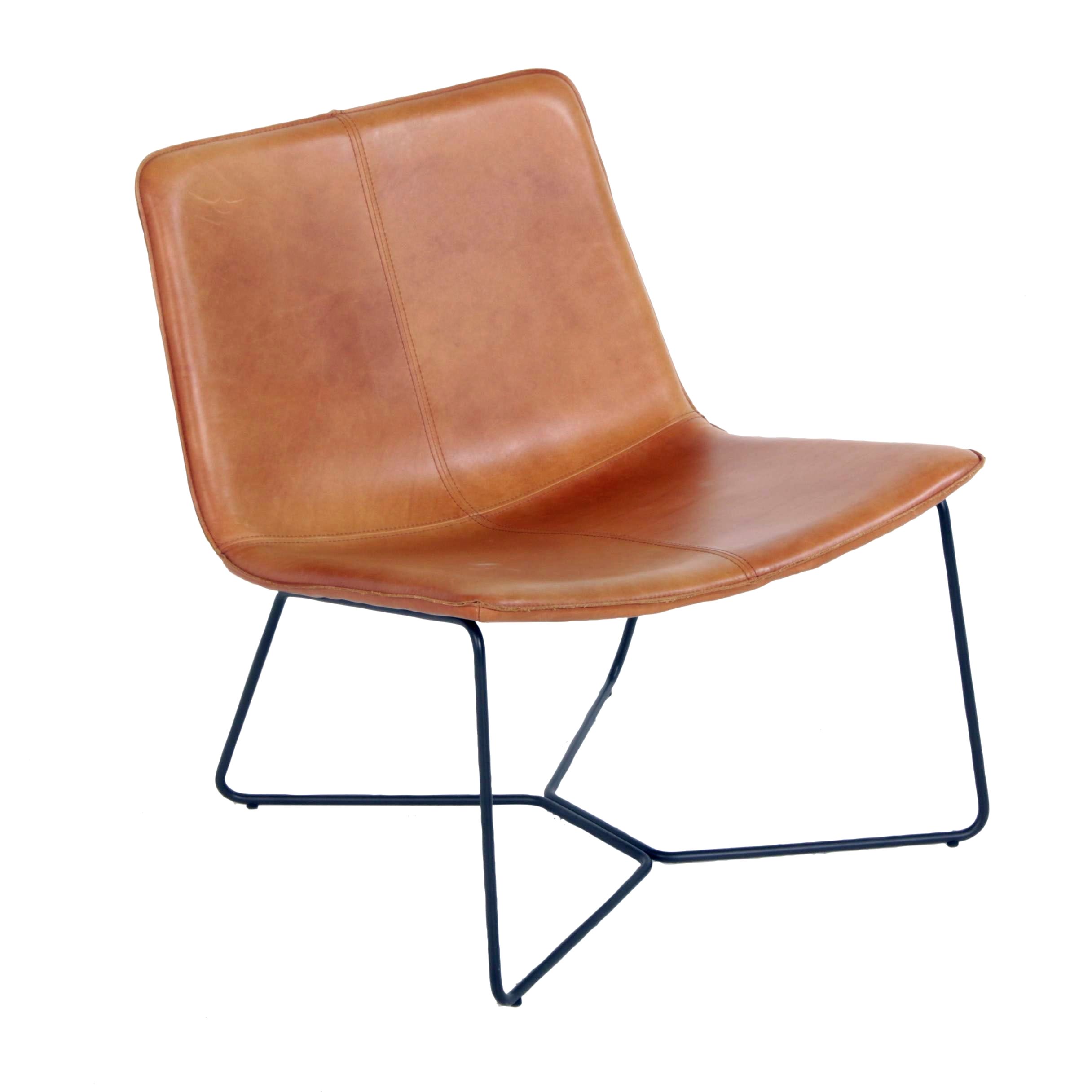 West Elm "Slope" Leather Lounge Chair in "Saddle"