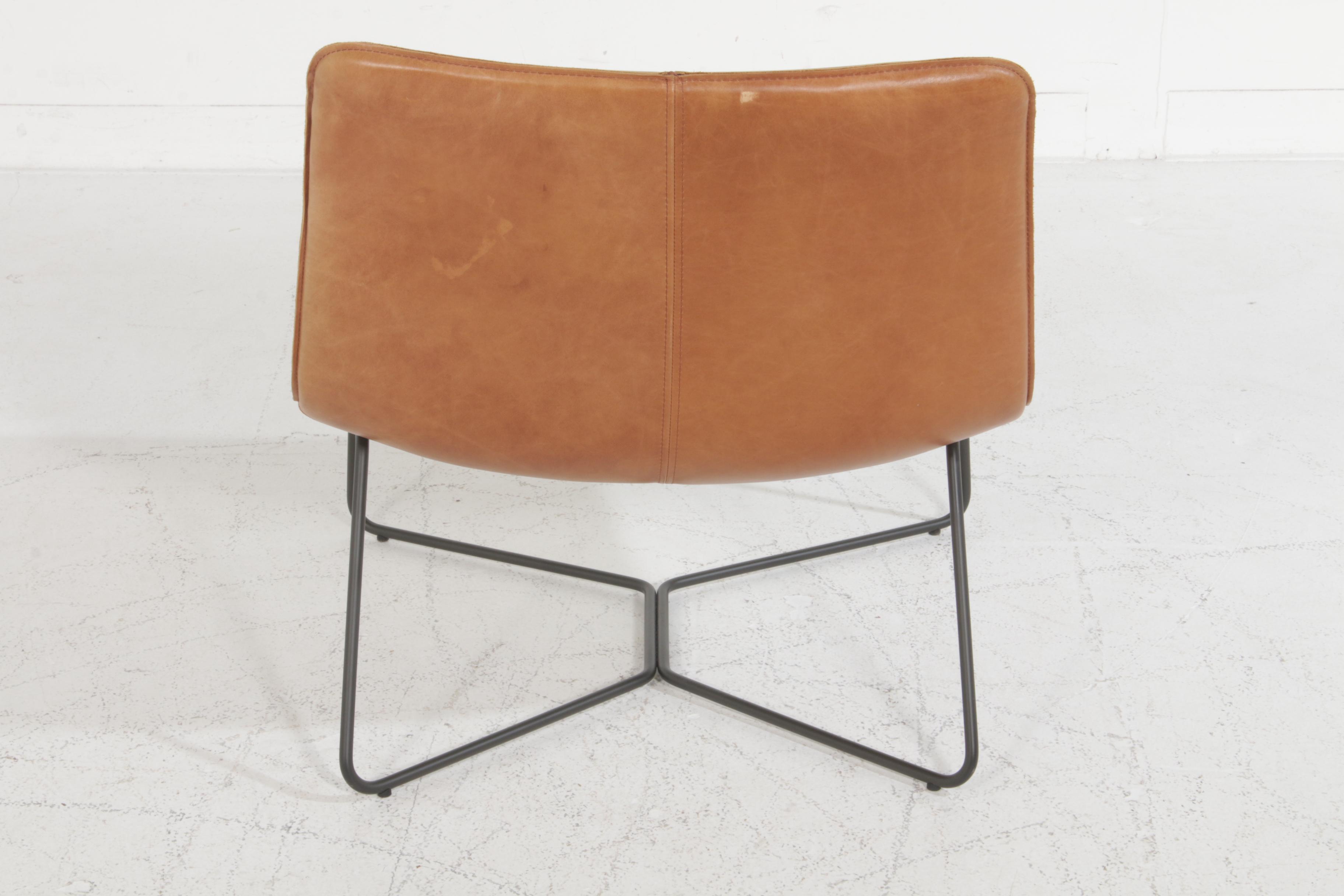 West Elm "Slope" Leather Lounge Chair in "Saddle"