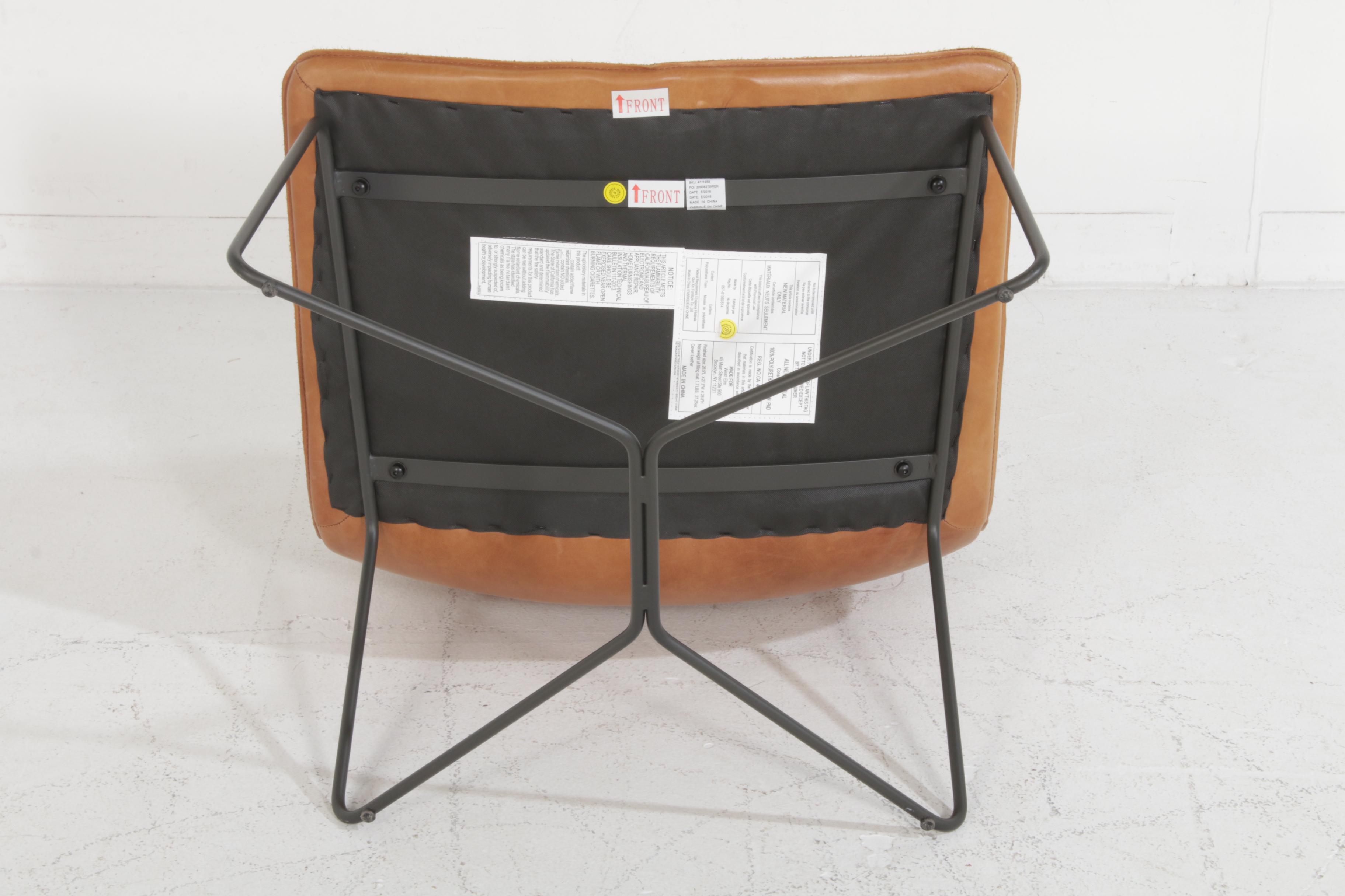 West Elm "Slope" Leather Lounge Chair in "Saddle"