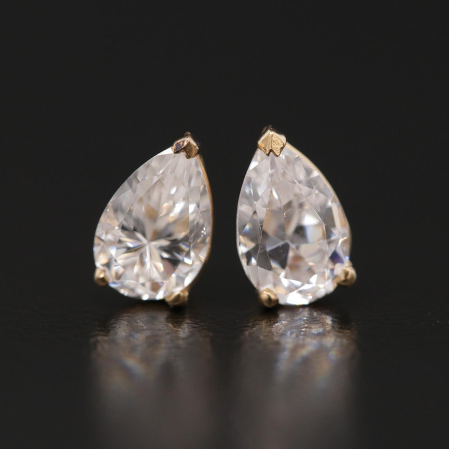 14K Yellow Gold Cubic Zirconia Stud Earrings