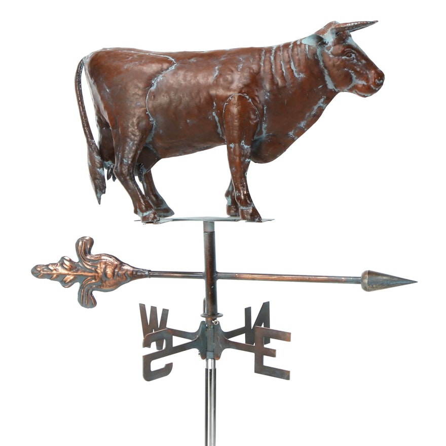 Patinated Copper Cow Weather Vane