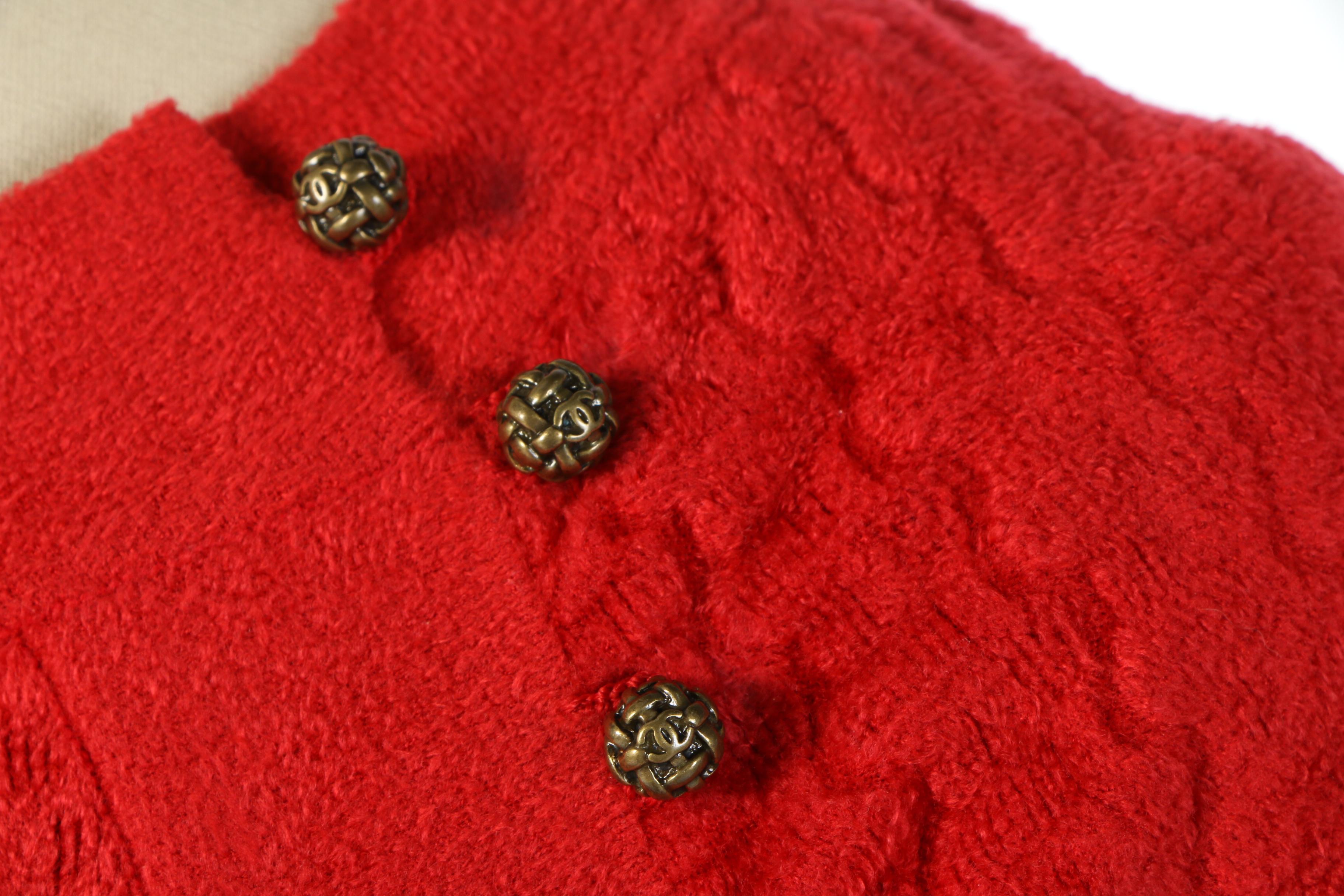 Chanel Red Velour Knit Cap Sleeve Dress from the 2010 Paris-Shanghai Collection